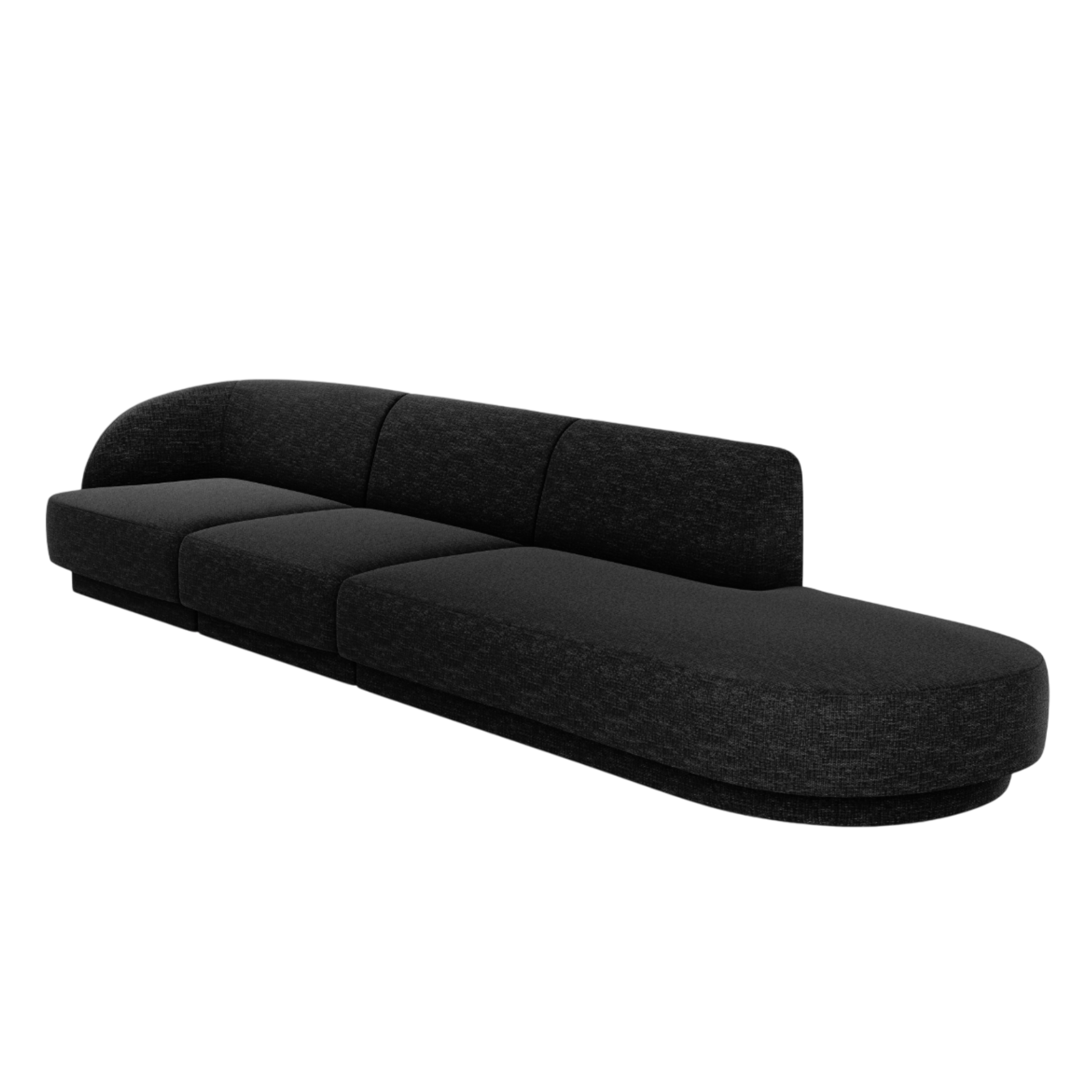 Open right-sided 4-seater sofa MILEY black chenille