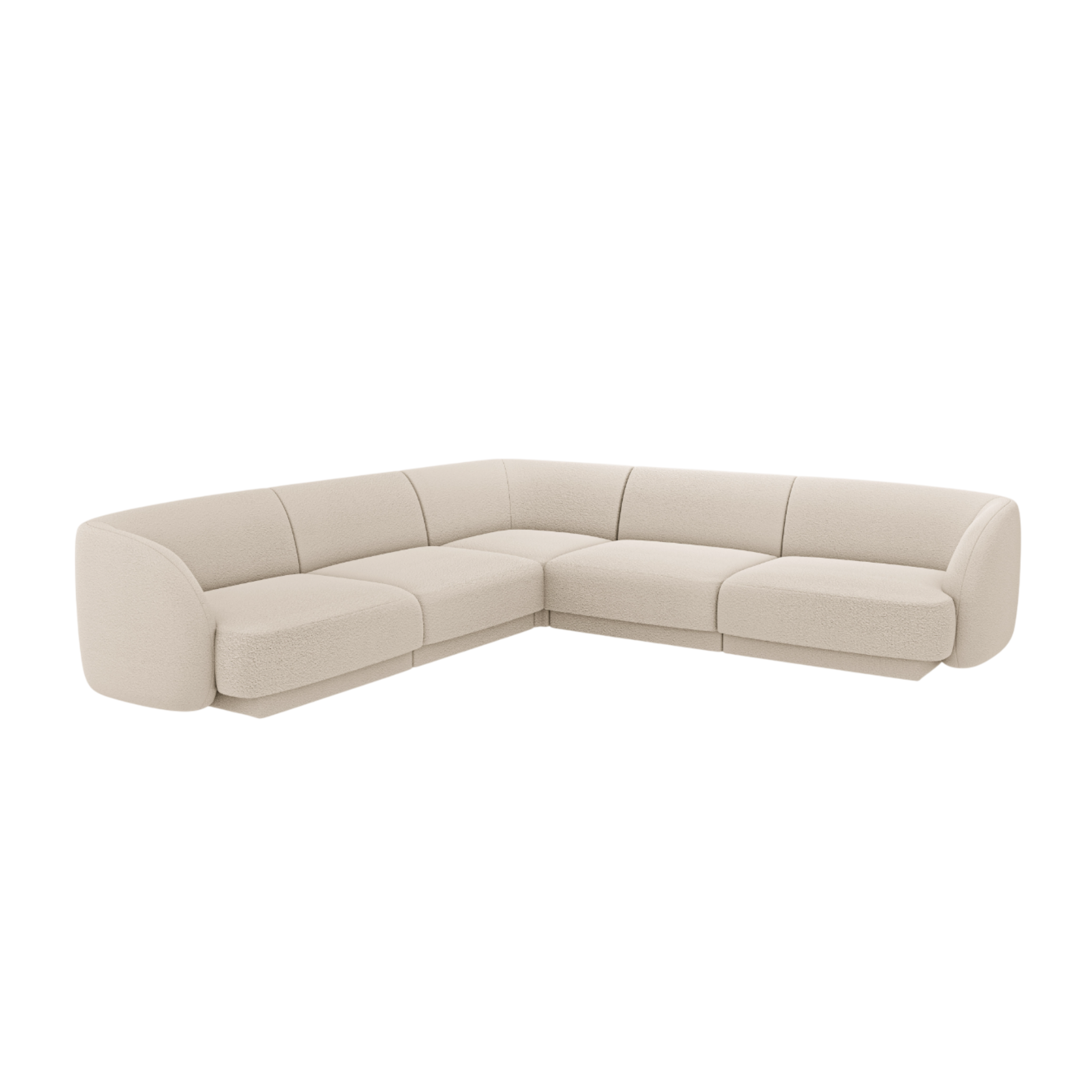 Symmetrical 5-Seater Corner Sofa MILEY Beige Boucle