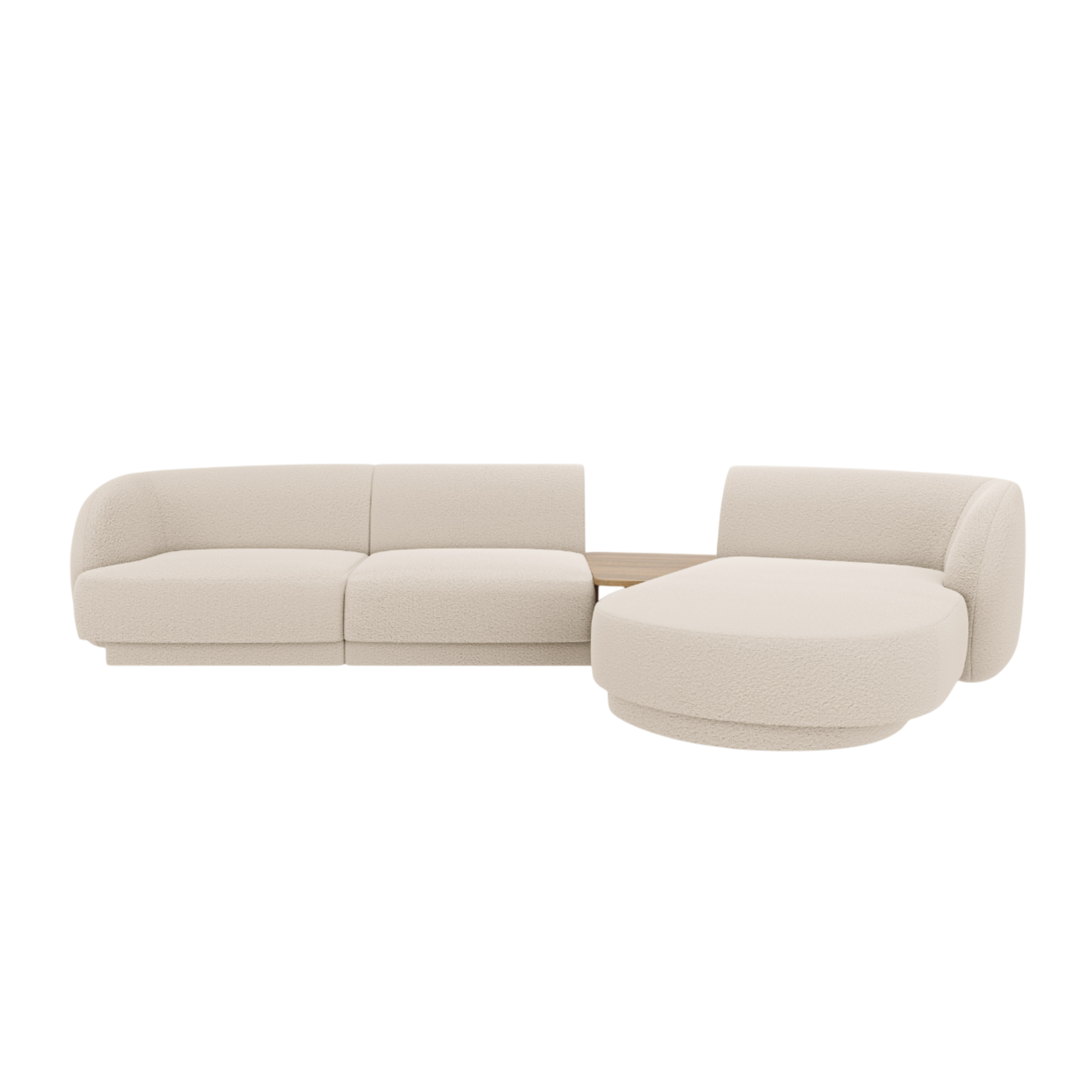 Modulares Ecksofa mit Tisch 3-Sitzer rechts MILEY beige Boucle