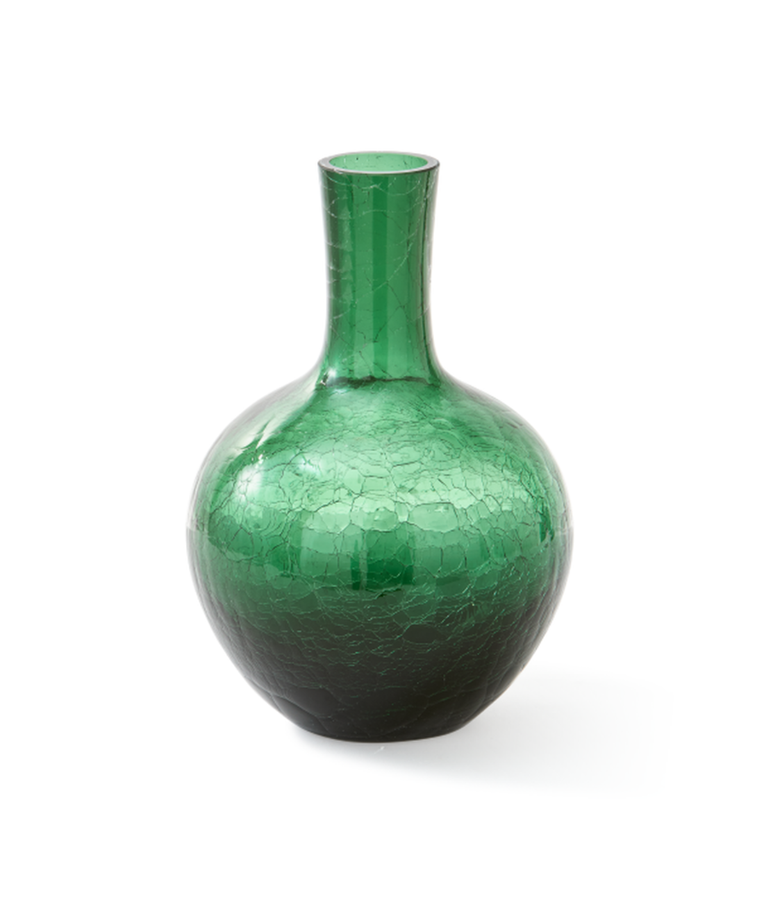 Vase aus Crackle-Glas, dunkelgrün