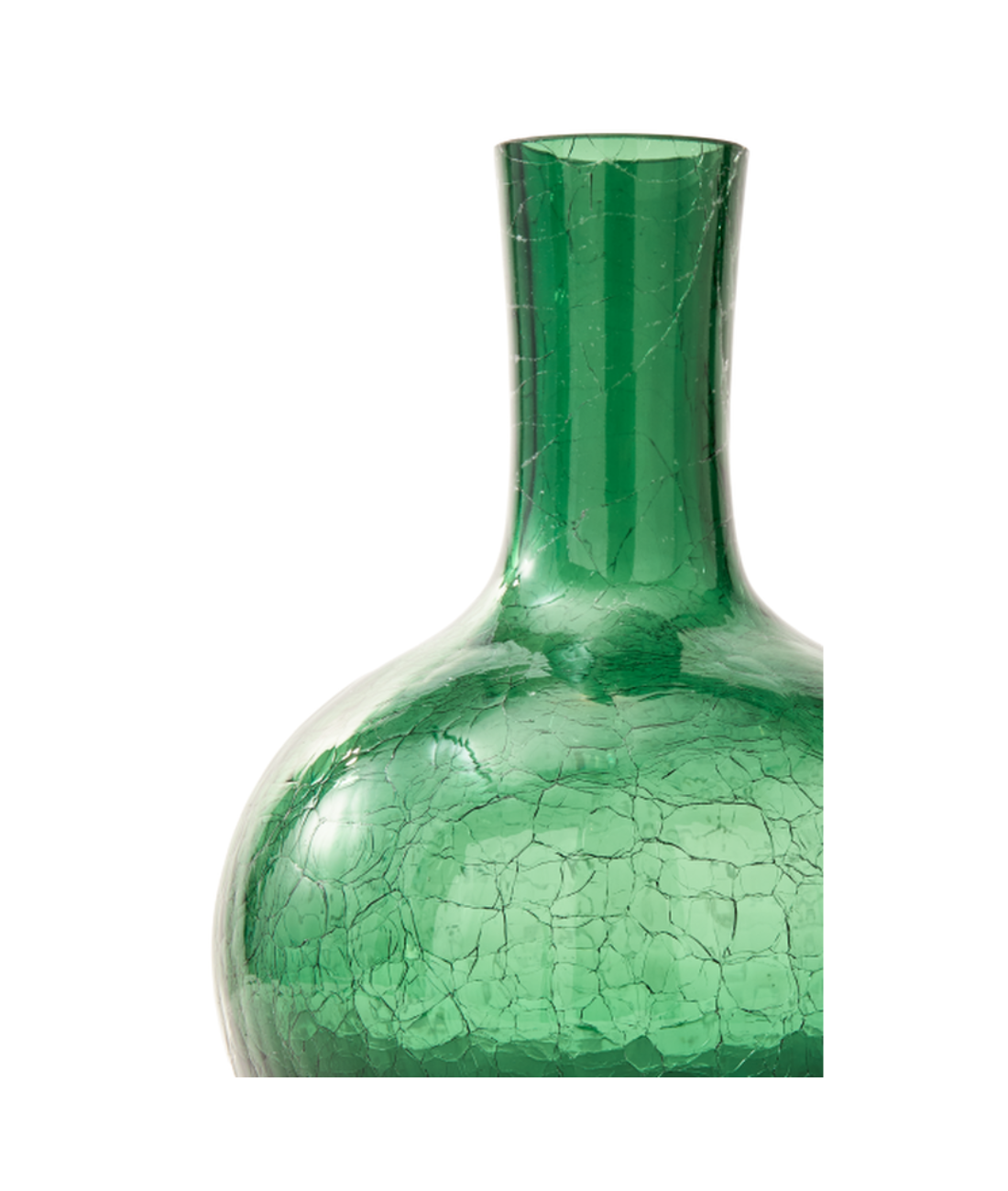 Vase aus Crackle-Glas, dunkelgrün