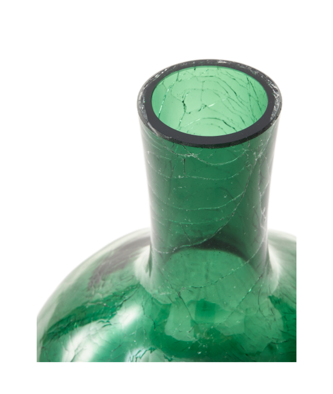 Vase aus Crackle-Glas, dunkelgrün