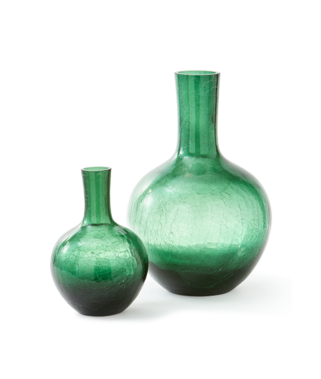 Vase aus Crackle-Glas, dunkelgrün