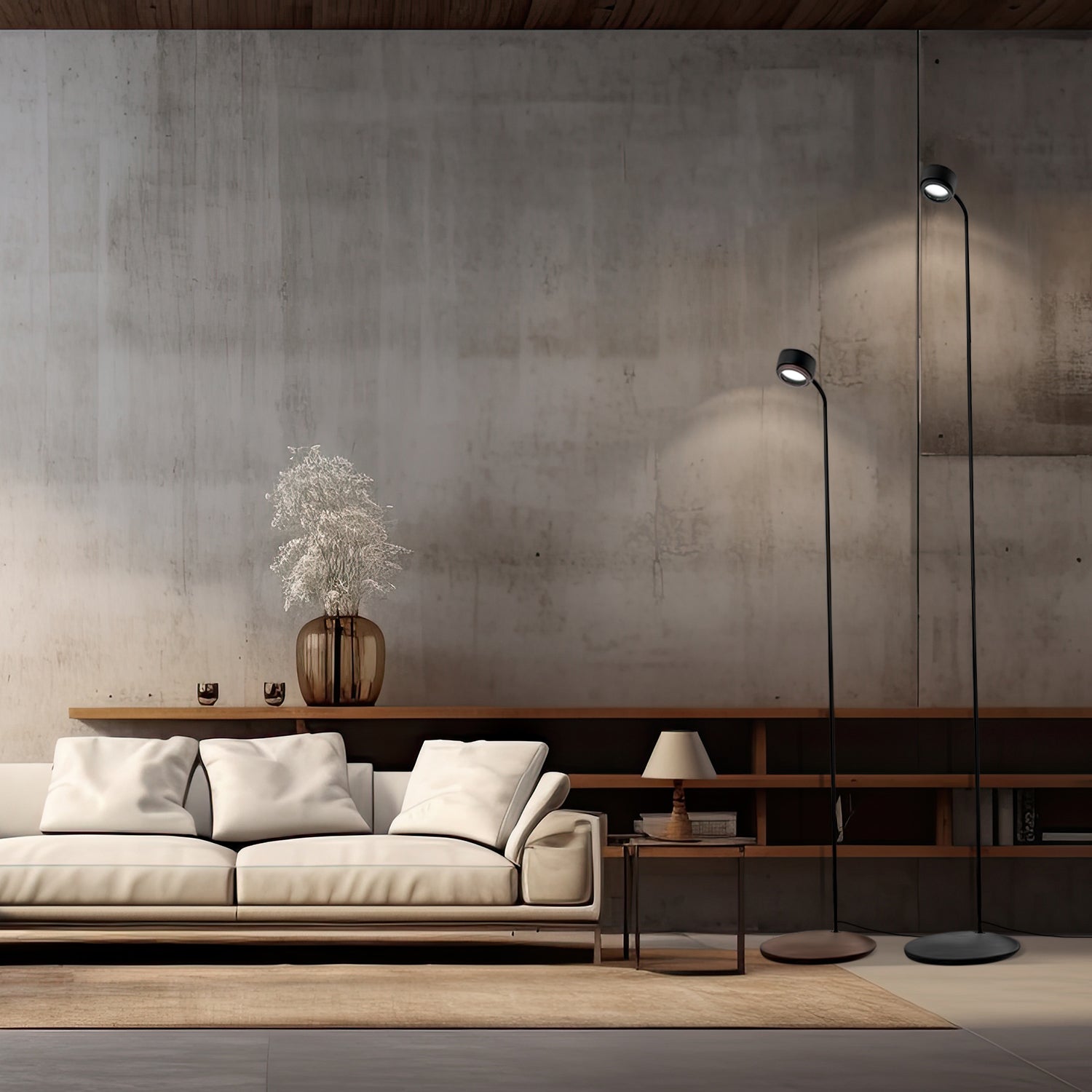 JUBI Aluminum Reading Floor Lamp with Concrete