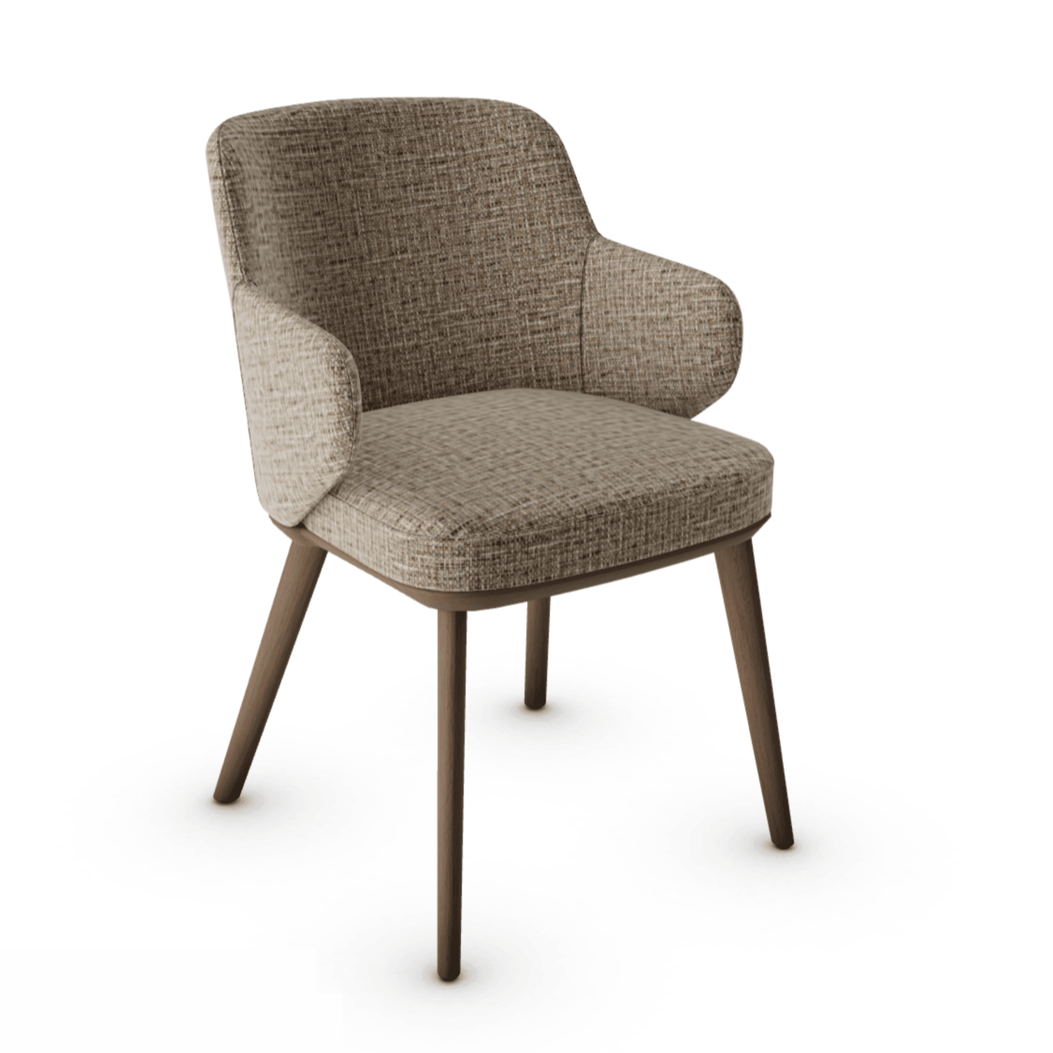 Krzesło z podłokietnikami FOYER melanż beżowy z drewnianą podstawą Calligaris drewniana ciemnobrązowa   Eye on Design