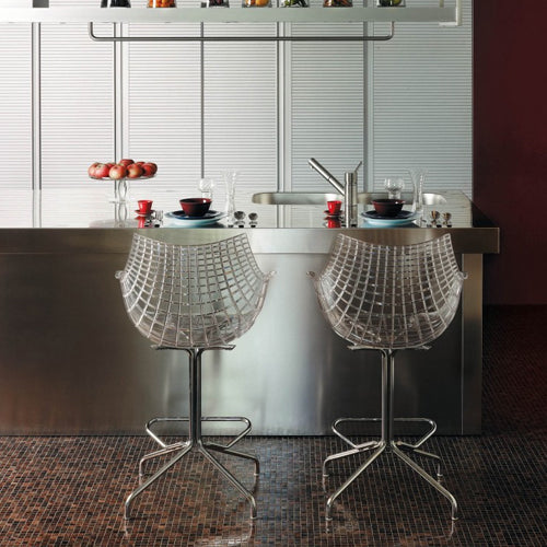 Transparent Meridiana Hocker with a black base