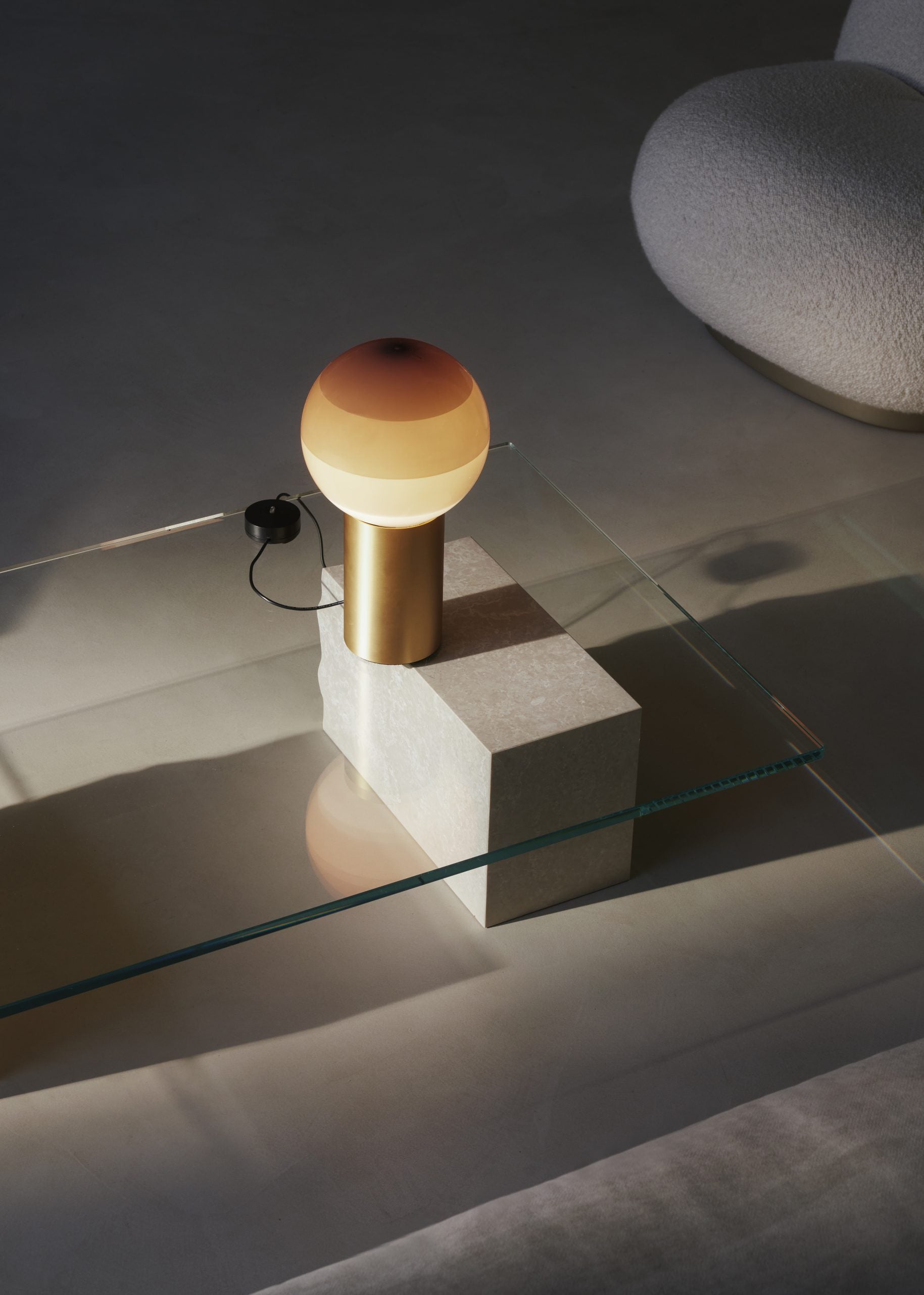 DIPPING chocolate table lamp with a gold base