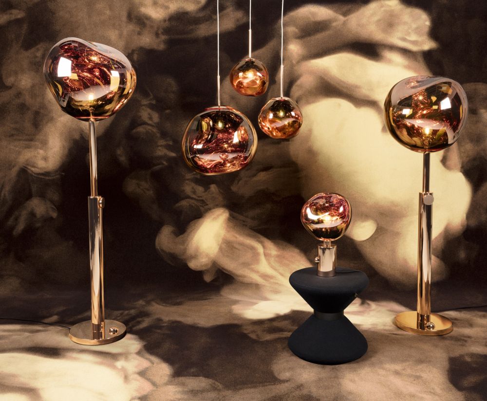 Melt Copper floor lamp with a copper base