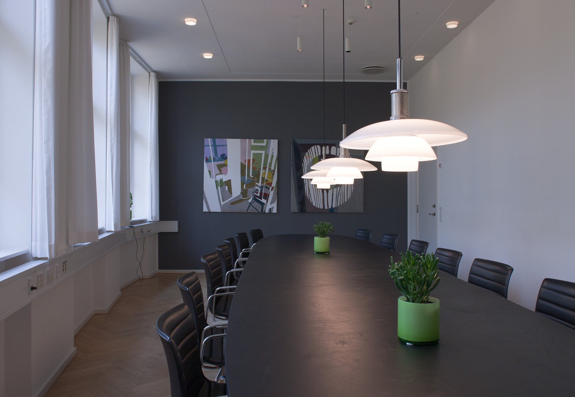 PH 4½-4 White Pendant Lamp with Chrome Finish