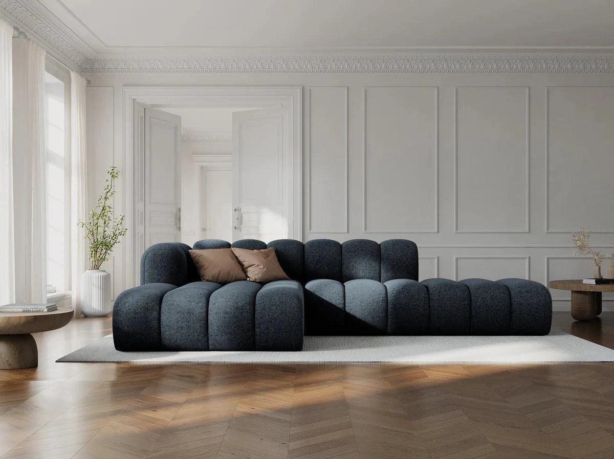 Narożnik aksamitny 5-osobowy lewostronny SKYLER beżowy Interieurs 86    Eye on Design