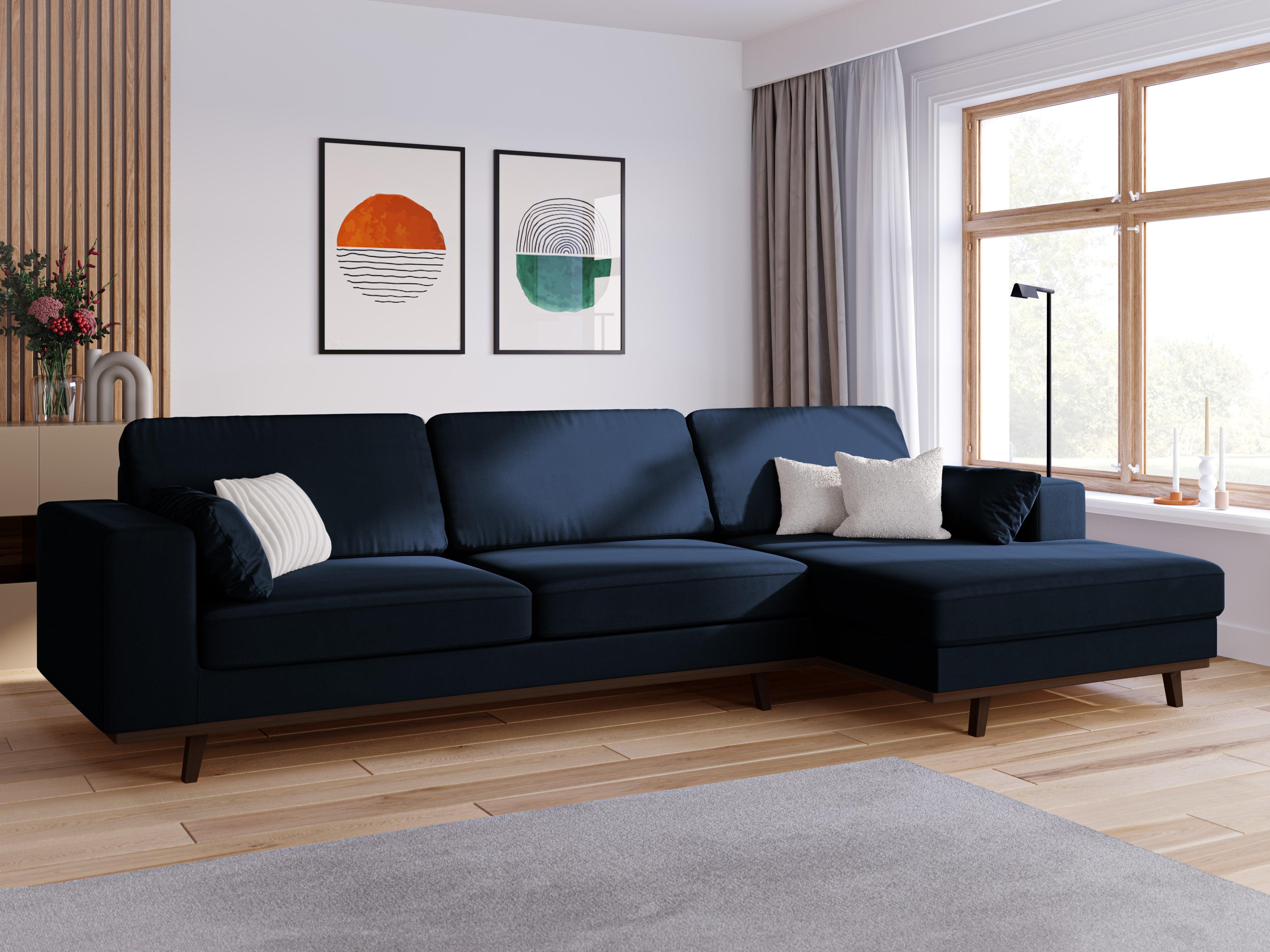 Narożnik aksamitny prawostronny HEBE granat królewski Mazzini Sofas    Eye on Design