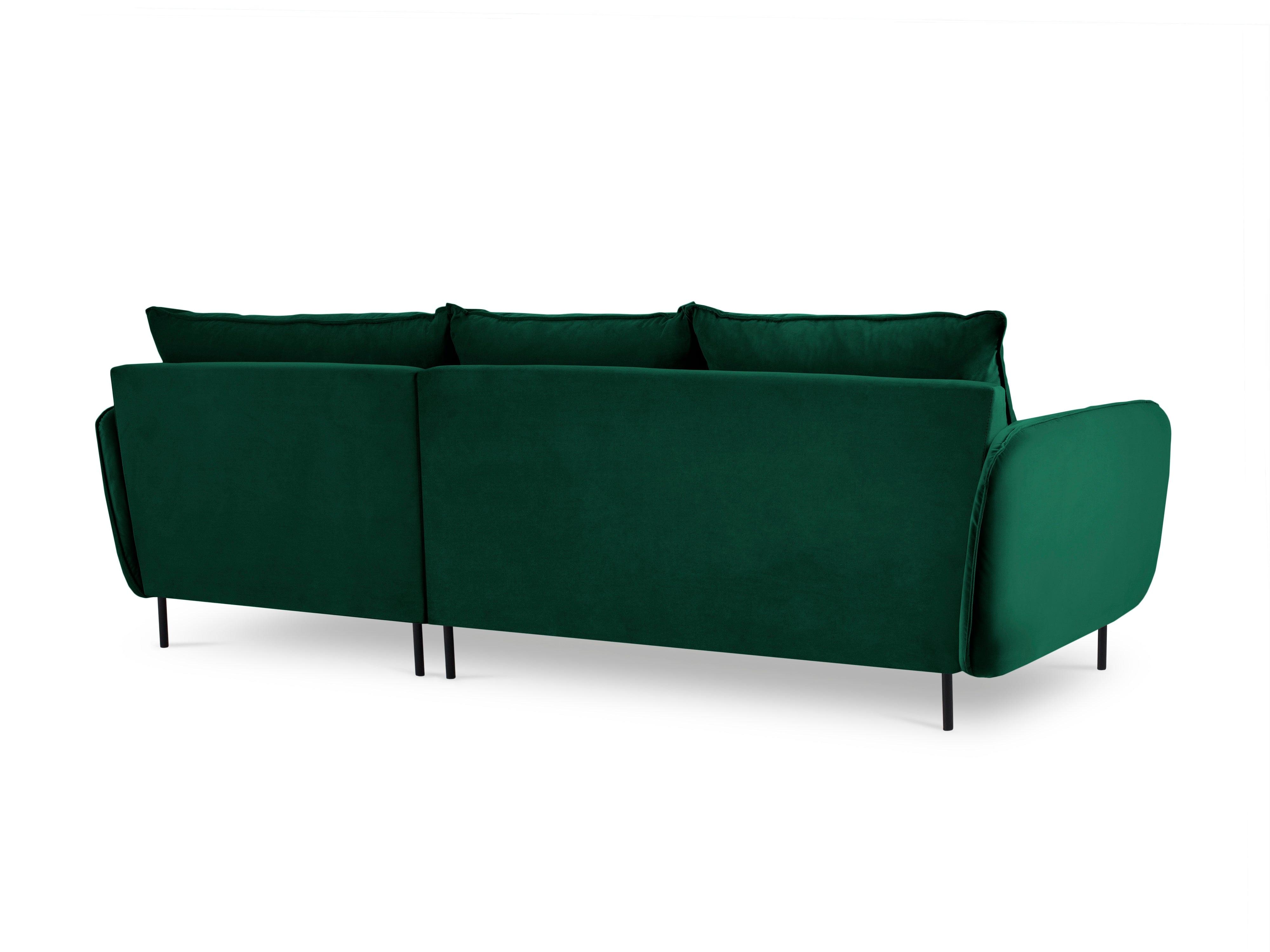 Narożnik aksamitny prawostronny VIENNA zielony z czarną podstawą Cosmopolitan Design    Eye on Design