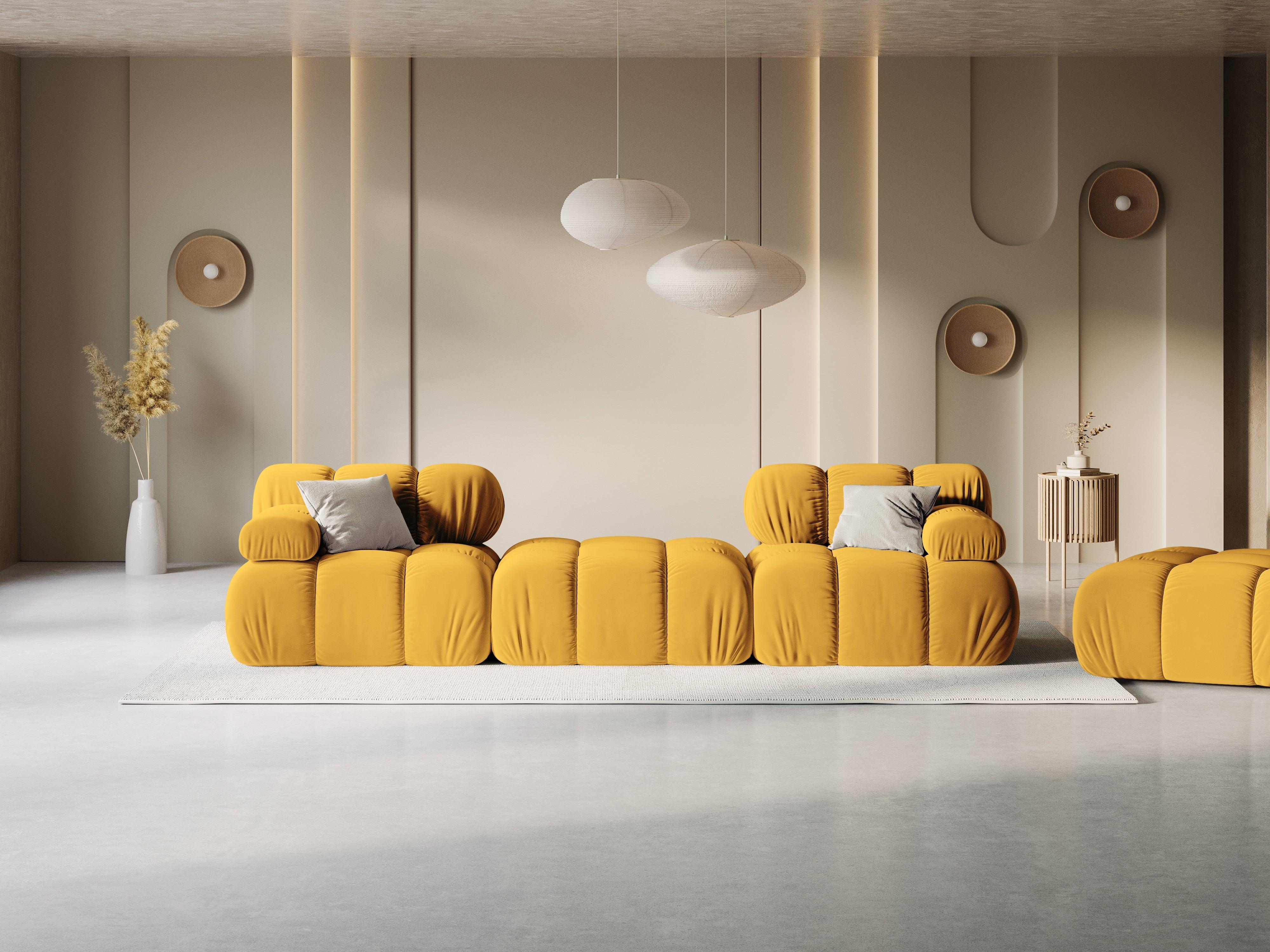 Narożnik modułowy aksamitny 3-osobowy TROPEA musztardowy Milo Casa    Eye on Design