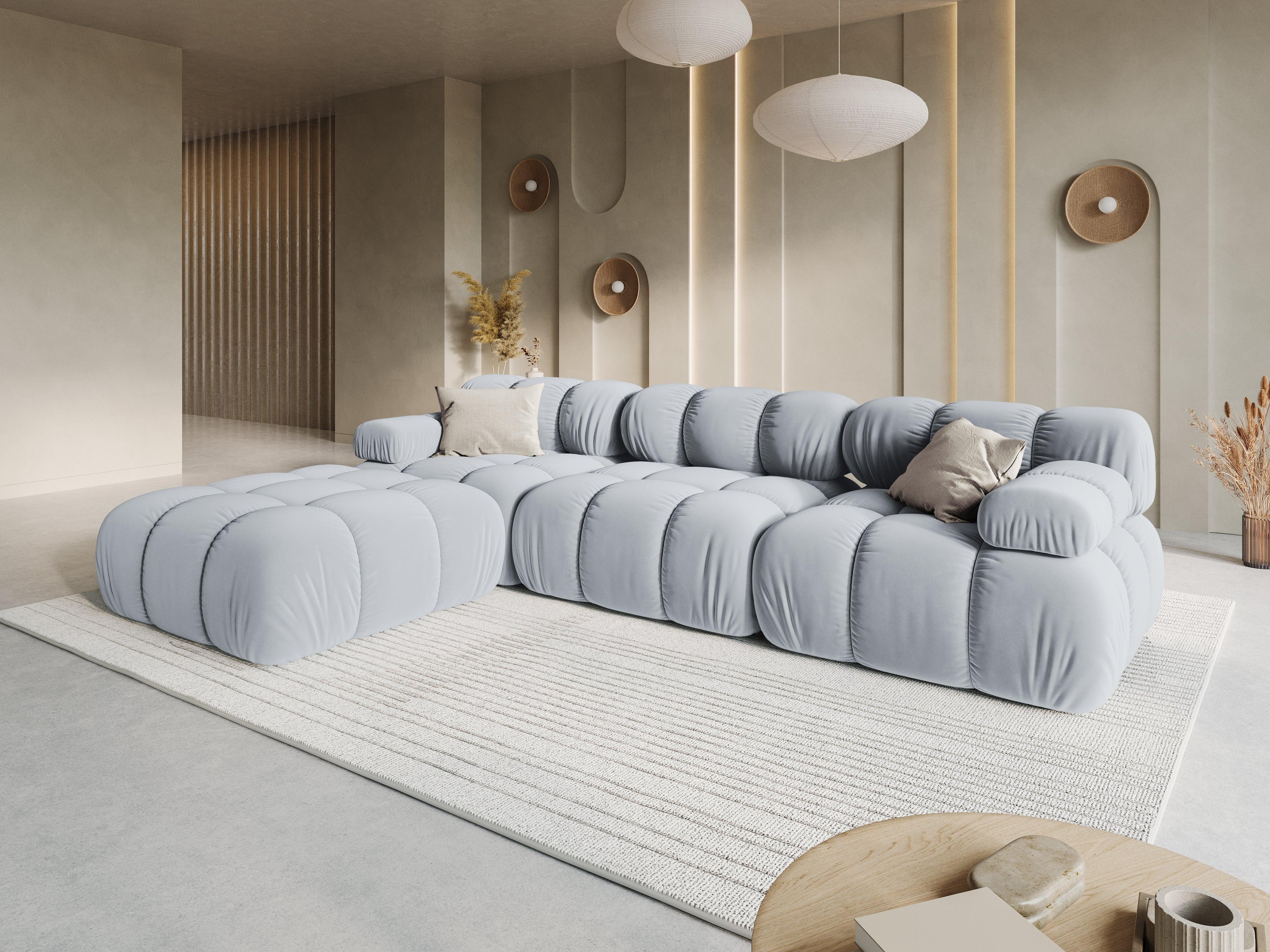 Narożnik modułowy aksamitny 4-osobowy TROPEA jasnoniebieski Milo Casa    Eye on Design