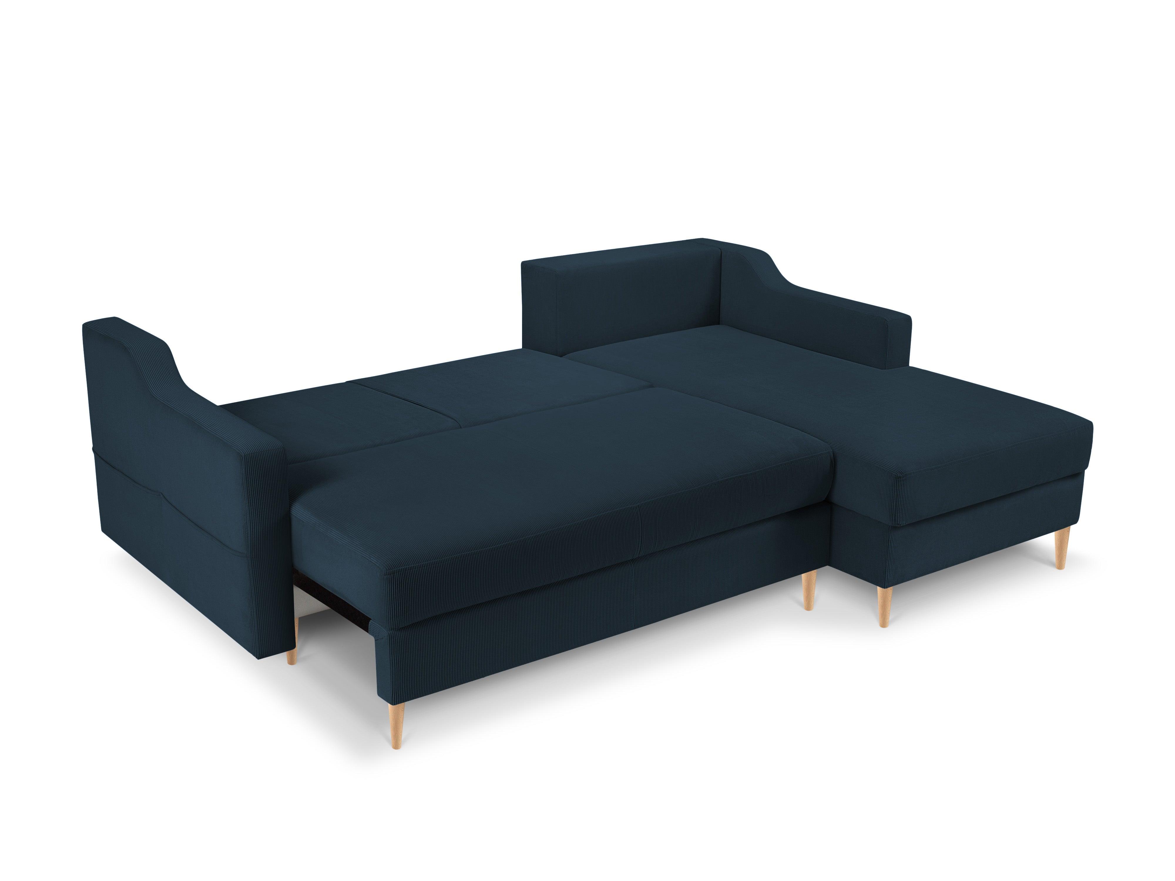 Narożnik prawostronny sztruksowy z funkcją spania ROSE ciemnoniebieski Mazzini Sofas    Eye on Design