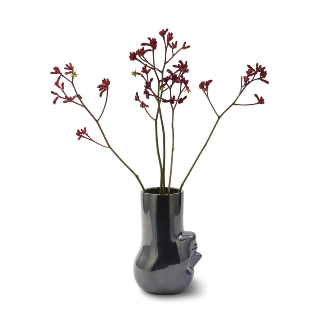 Upside-Down Long Neck Vase dunkelgrau