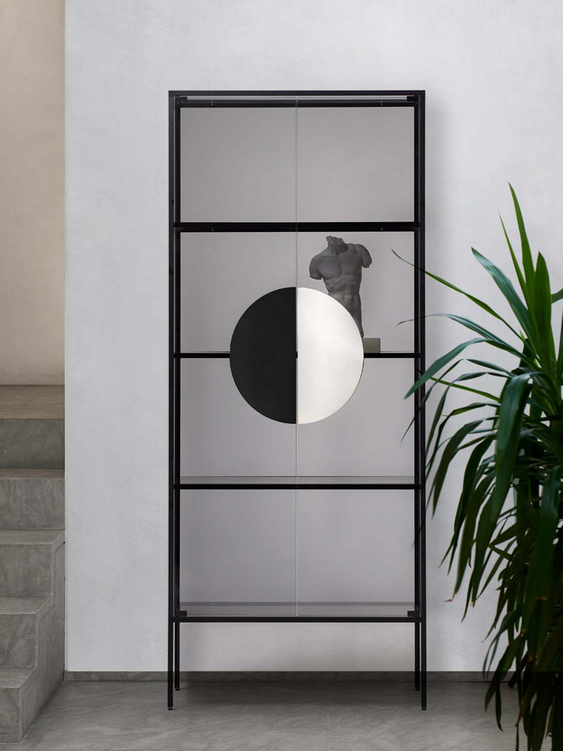YANG glass display cabinet gold