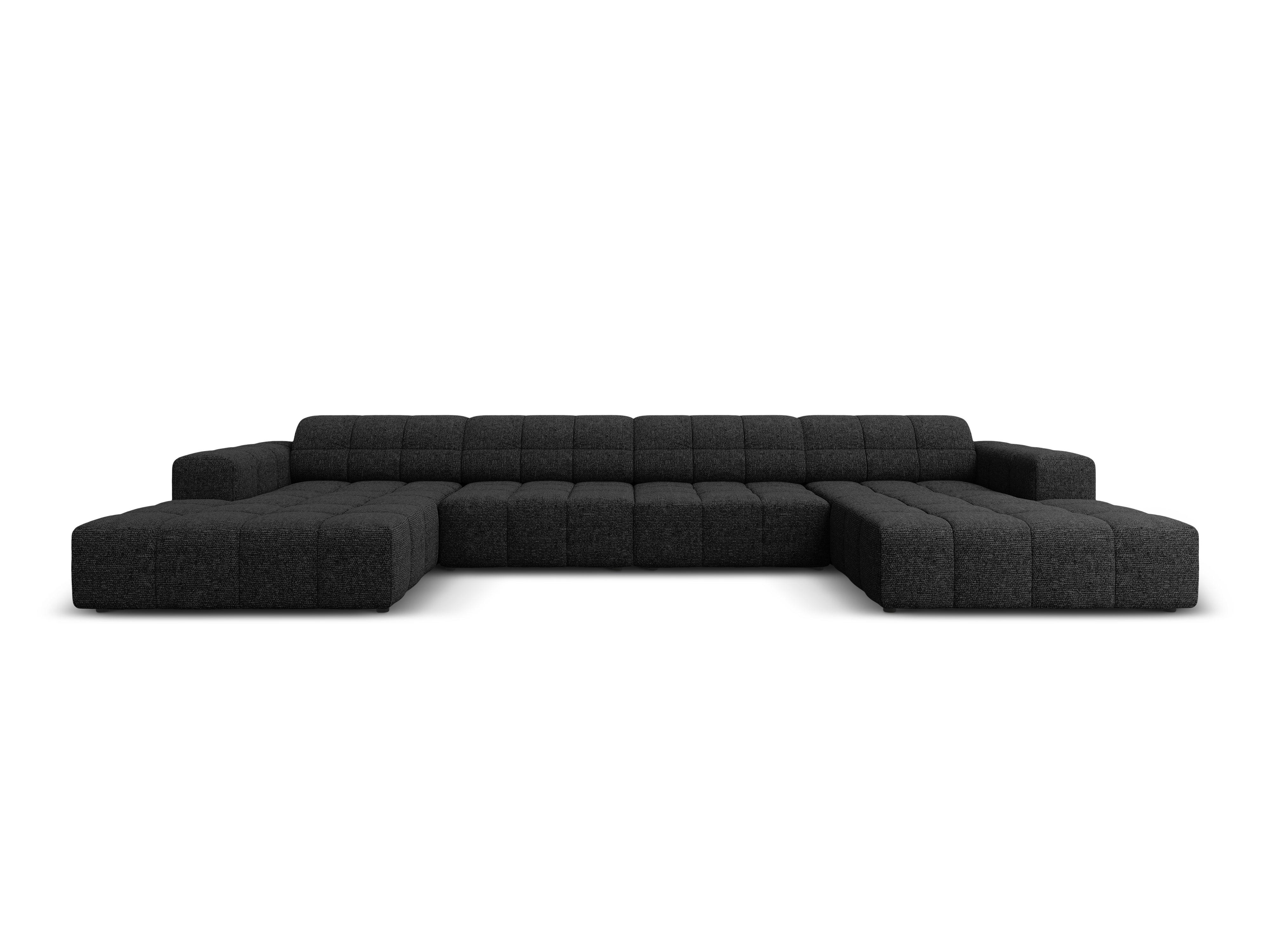 Panoramic 6-seater sofa CHICAGO black chenille Cosmopolitan Design Eye on Design