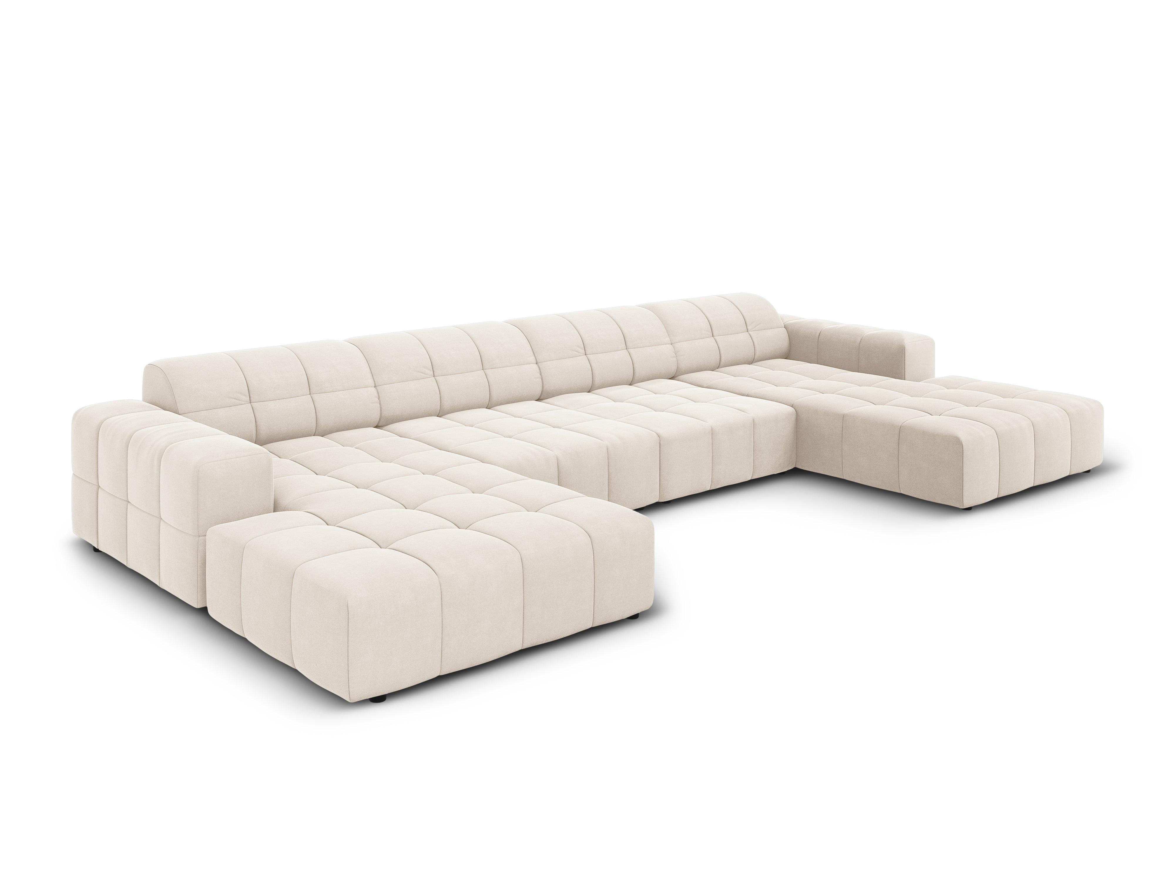 Velvet 6-seater panoramic sofa CHICAGO light beige Cosmopolitan Design Eye on Design