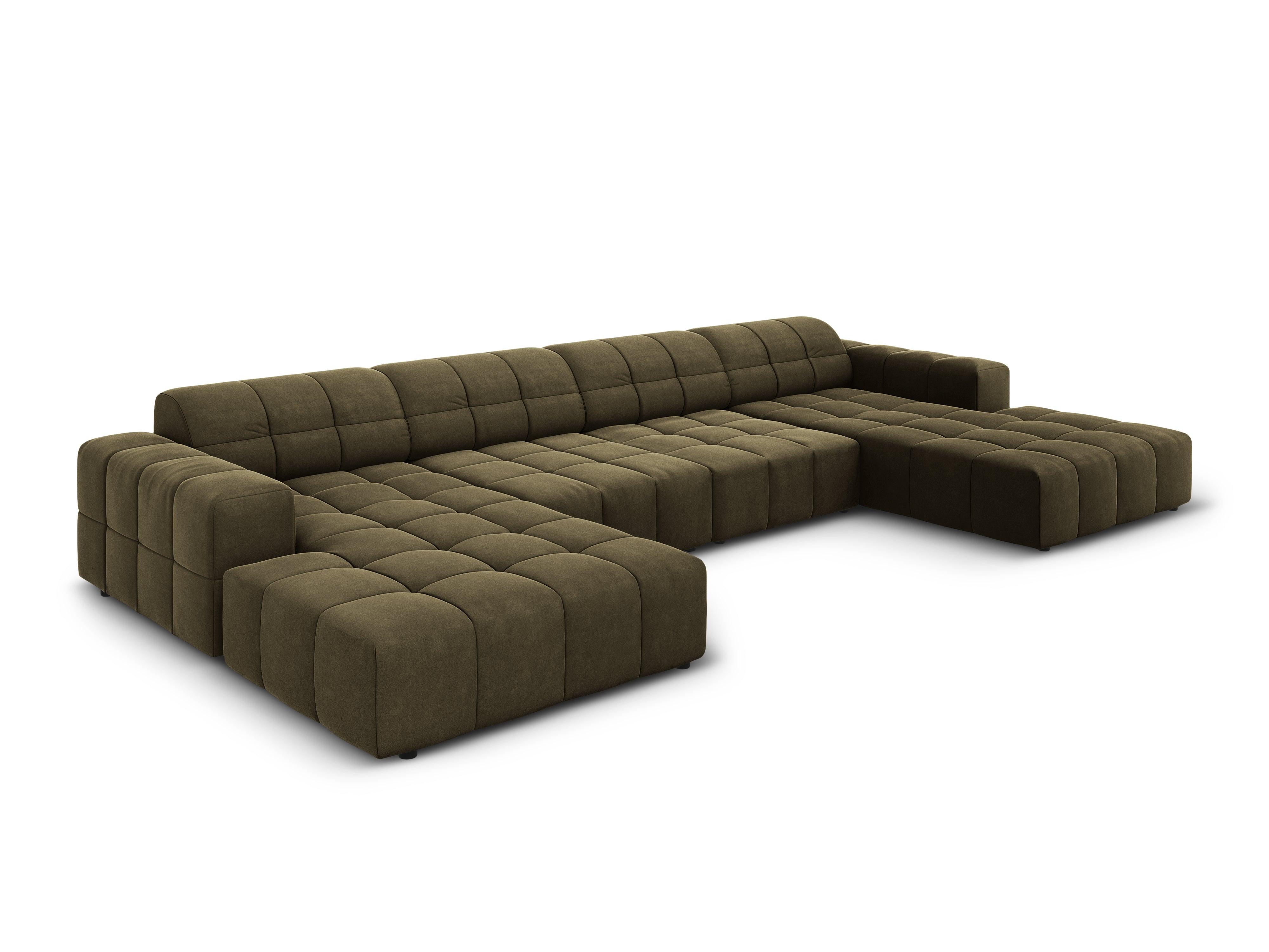 Panoramic velvet 6 seater sofa CHICAGO olive Cosmopolitan Design Eye on Design