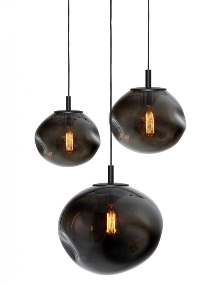 AVIA 3 three-point pendant lamp smoky black with black finish