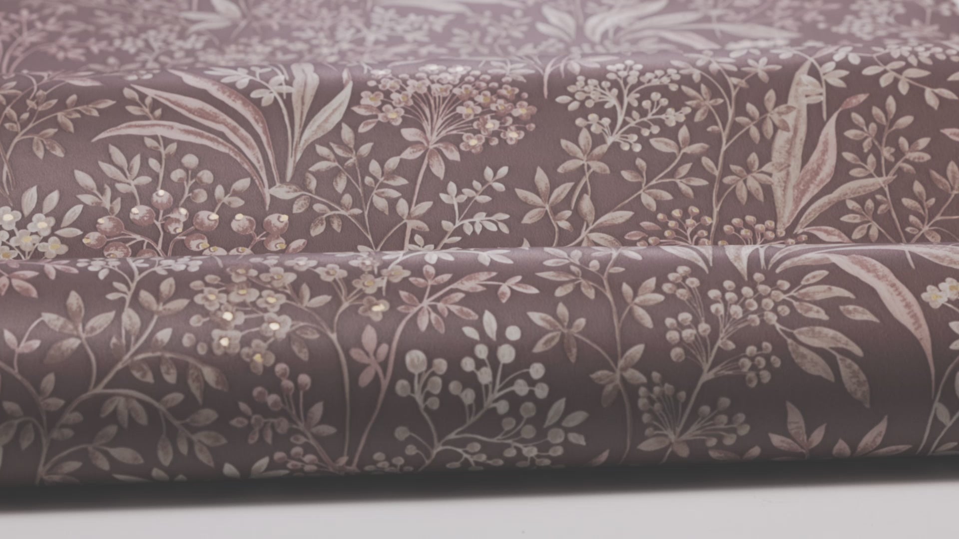 Non-woven paper wallpaper with a botanical pattern NOCTURNE burgundy