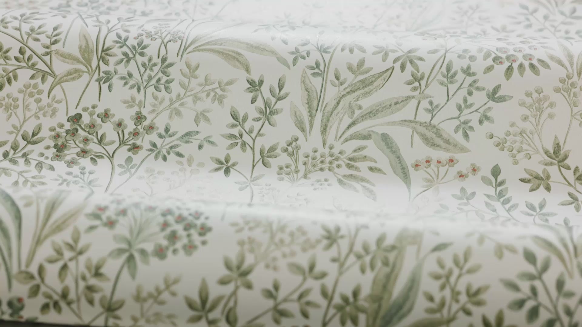 Non-woven paper wallpaper with a botanical pattern NOCTURNE beige with green