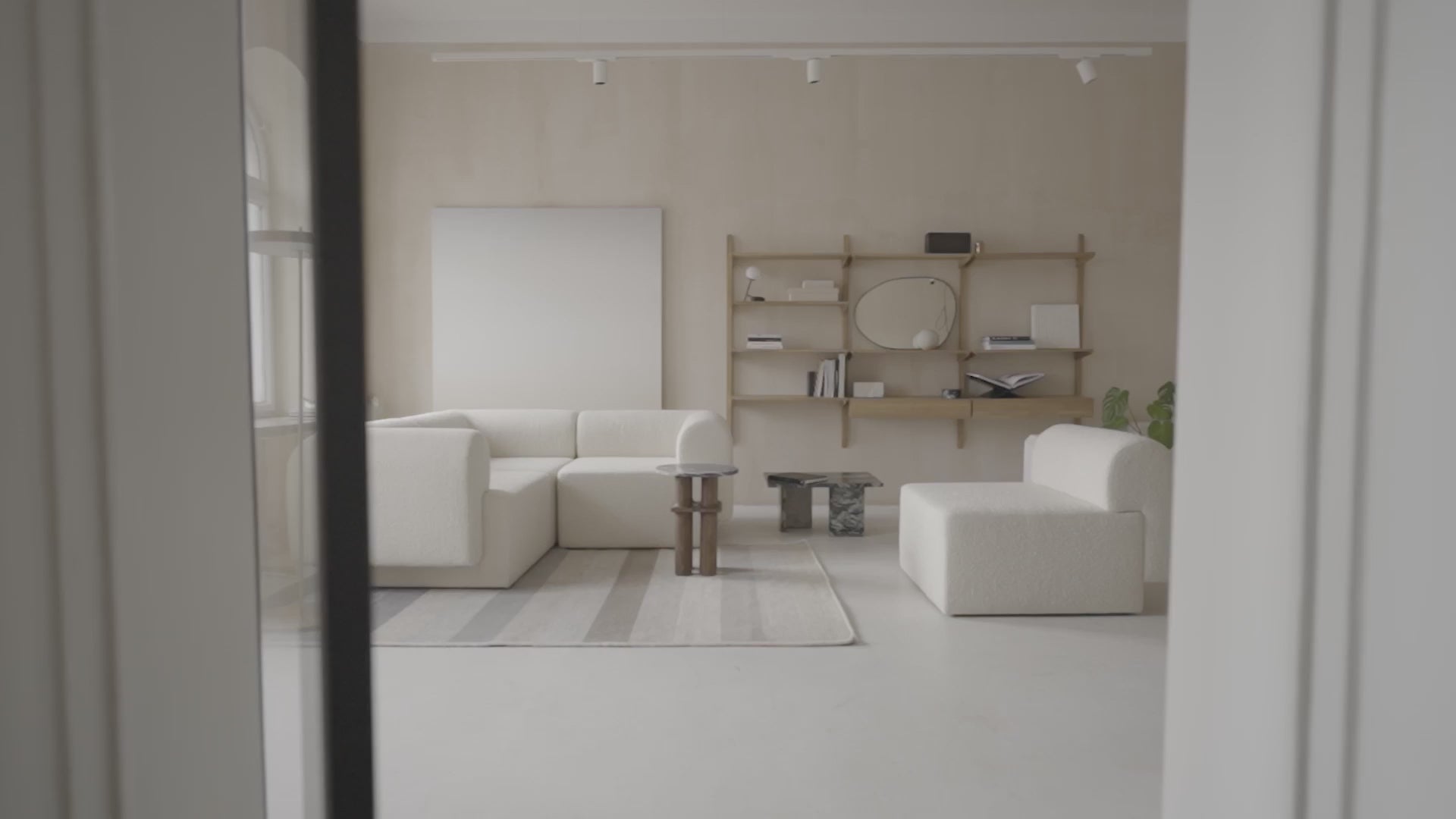 Modulares Sofa TORI - schwarzer Boucle-Eckmodul