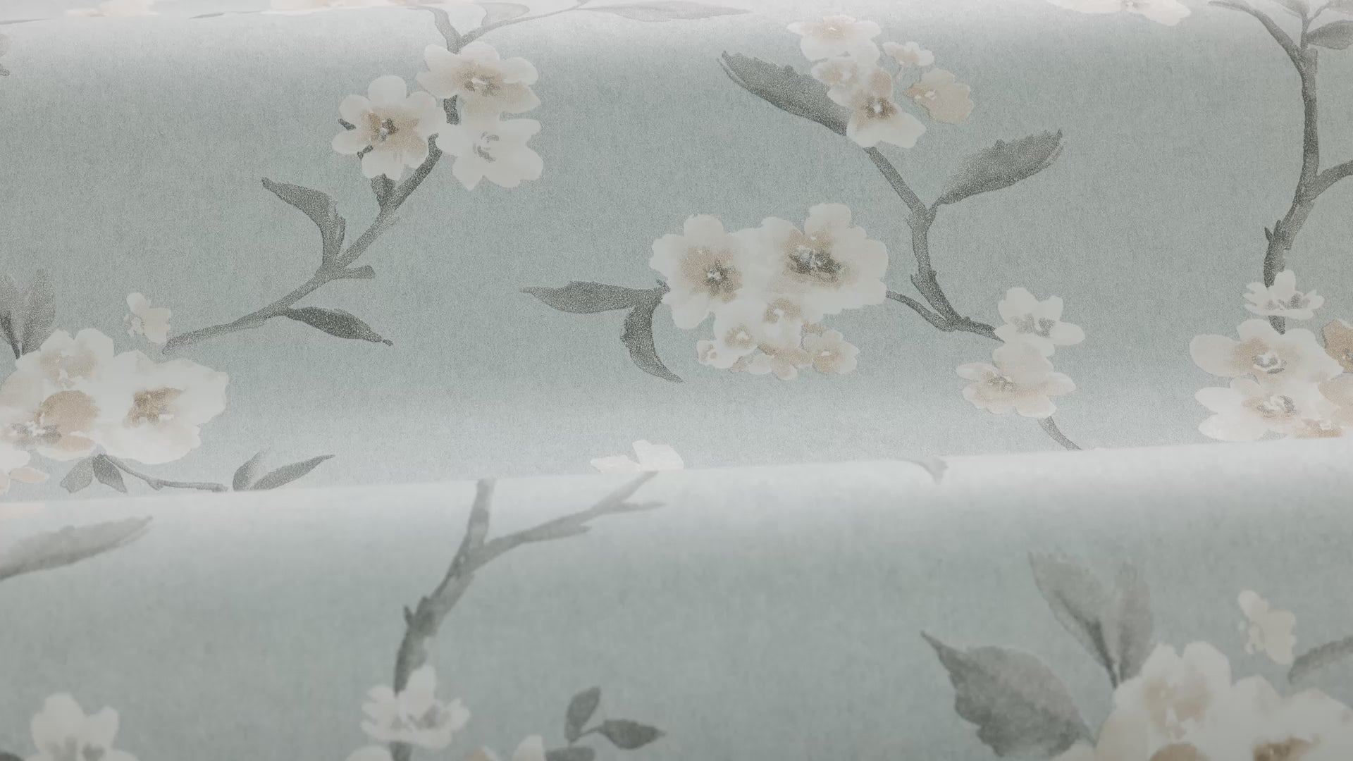 Non-woven paper wallpaper with a floral pattern MARIE blue with cream