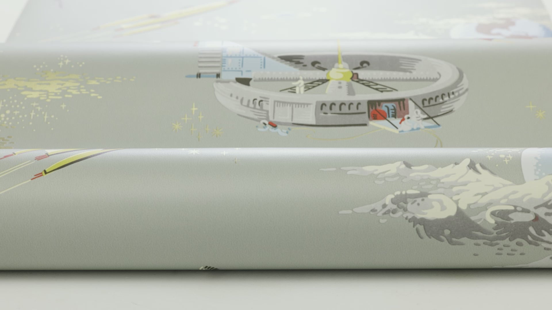 Children's wallpaper with a space theme SPACE ADVENTURE muted green