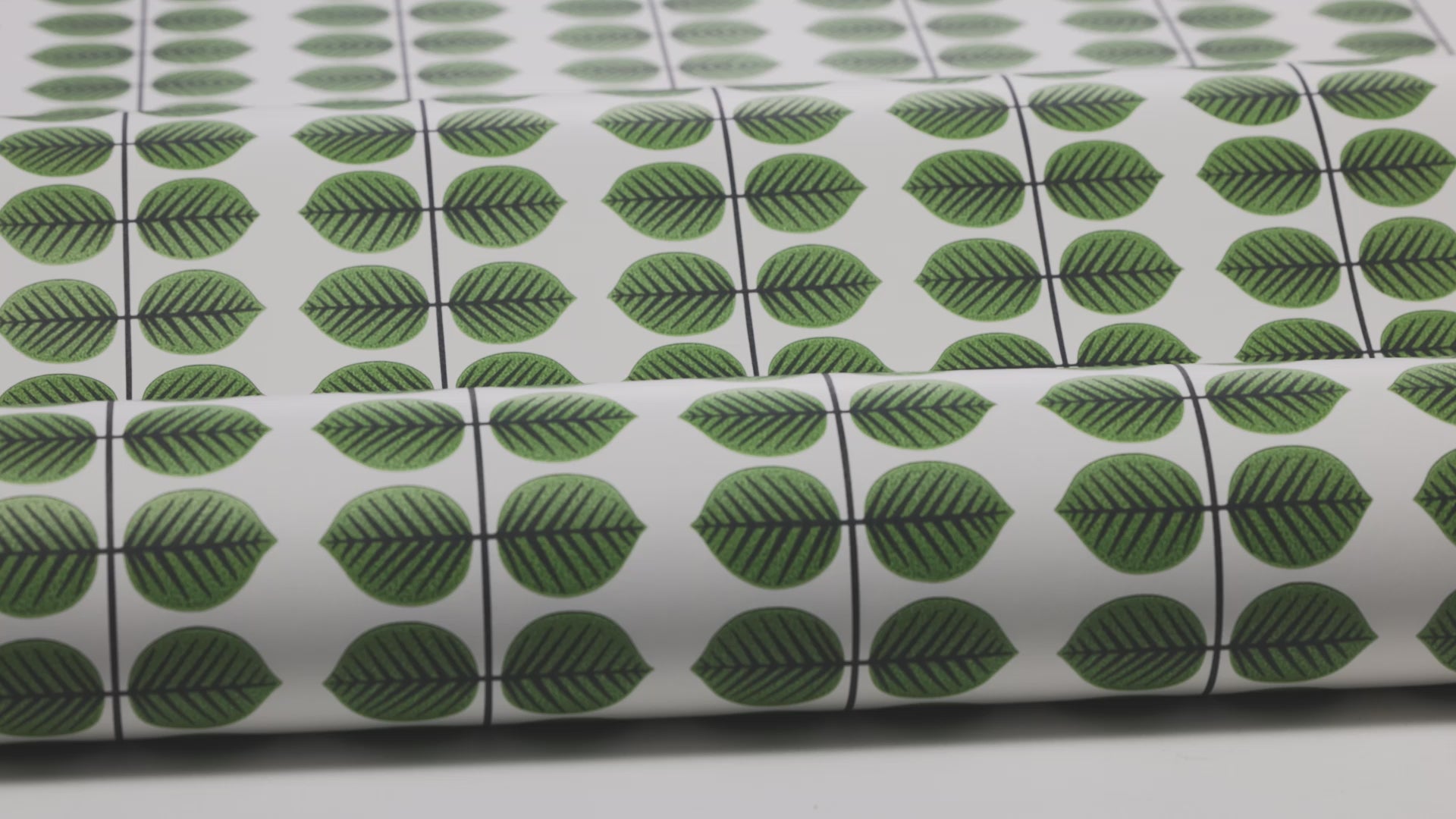 BERSÅ White Wallpaper with Green Leaf Pattern