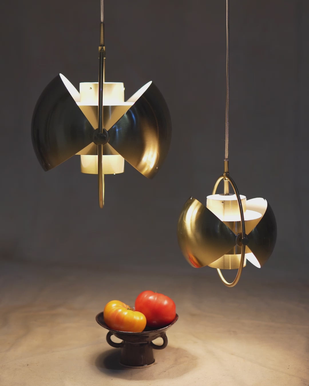MULTI-LITE pendant lamp in gray-blue with brass