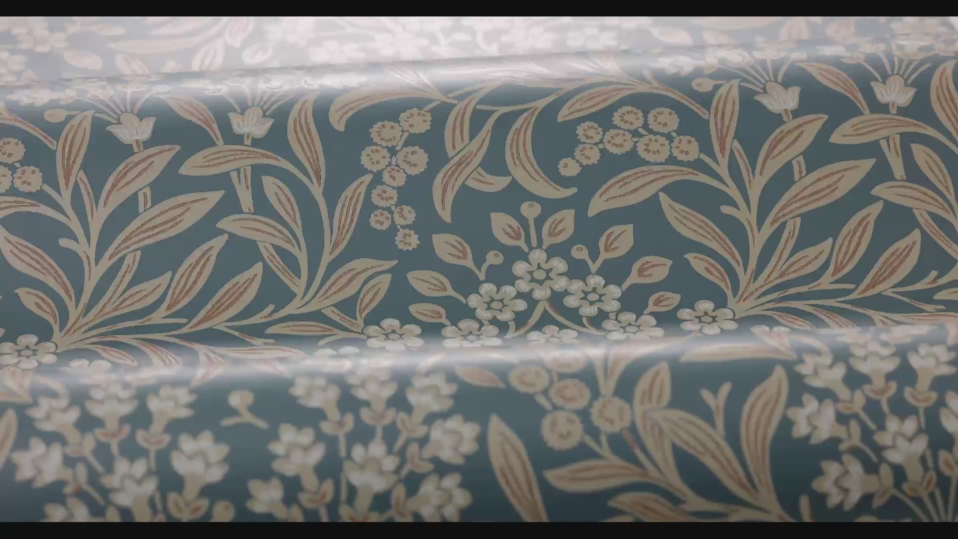 Non-woven paper wallpaper with a plant pattern KRYDDHYLLAN blue with beige