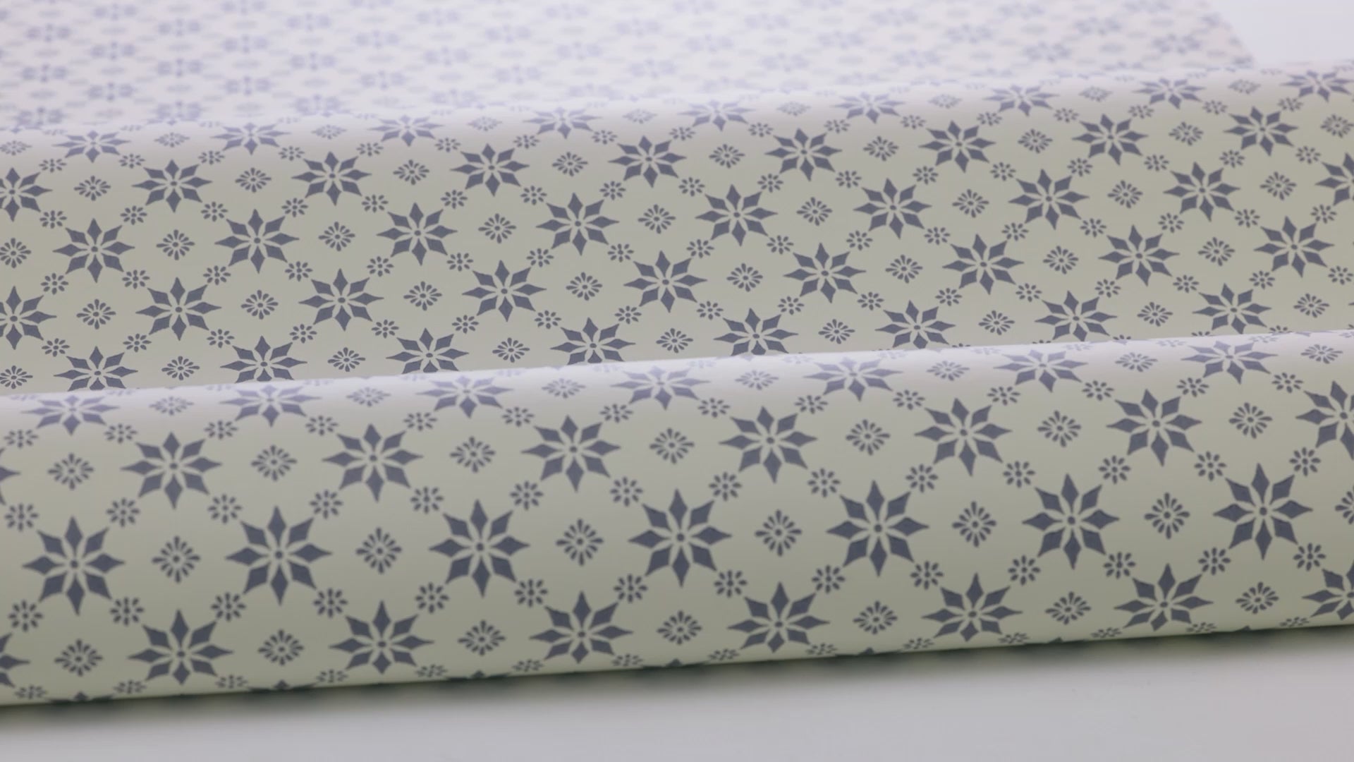 Non-woven paper wallpaper with geometric pattern STELLA white with blue