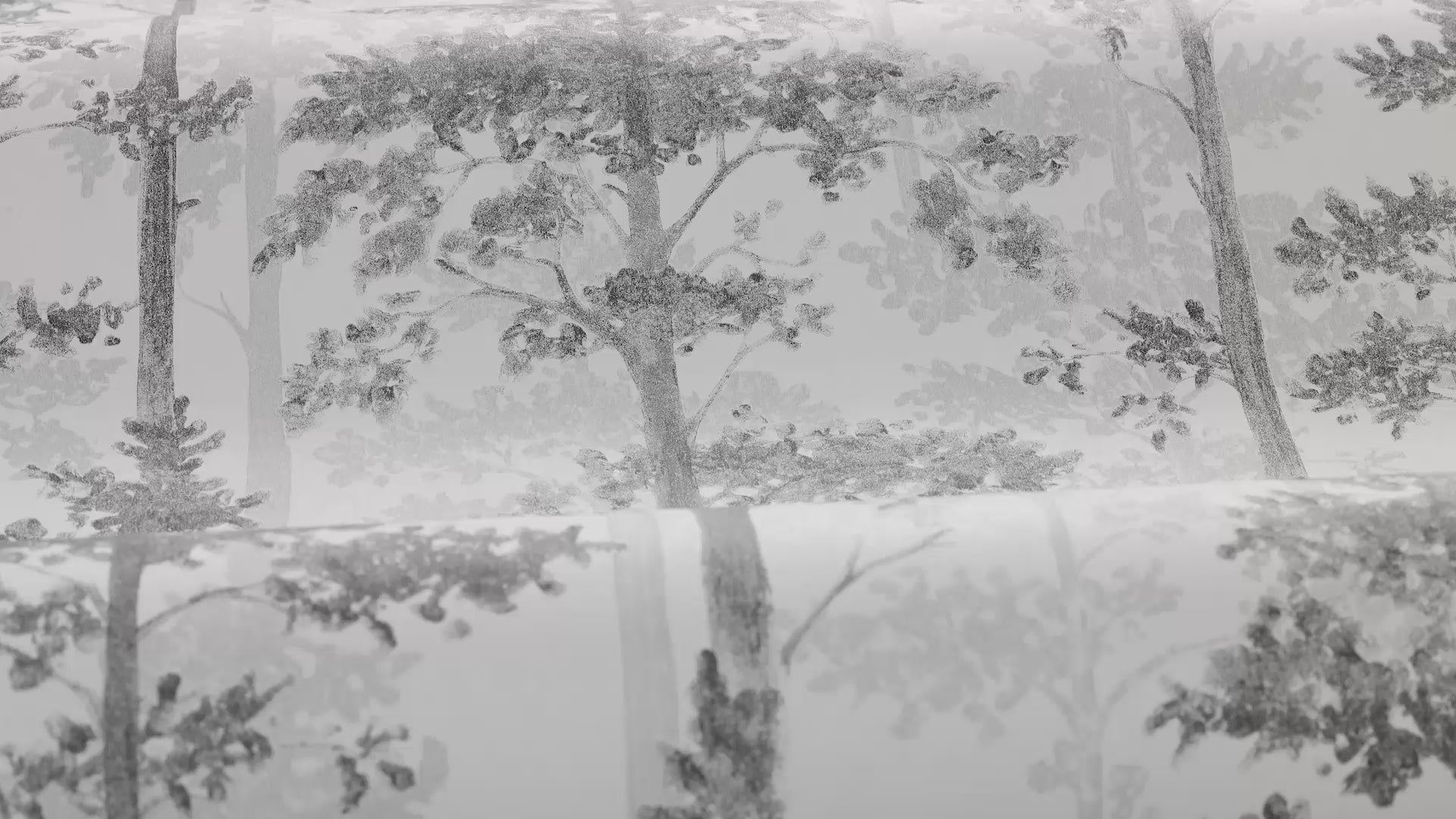 Non-woven paper wallpaper with a plant pattern RONJA gray with white