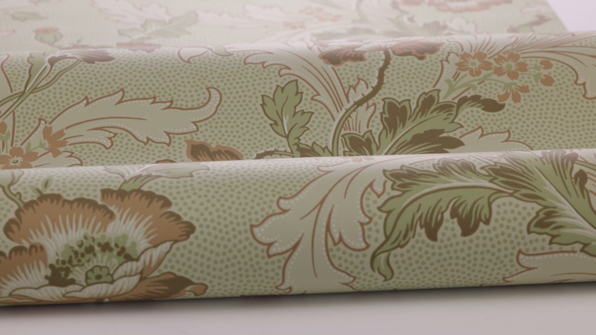 Non-woven paper wallpaper with a botanical pattern GÖTEBORG beige with green