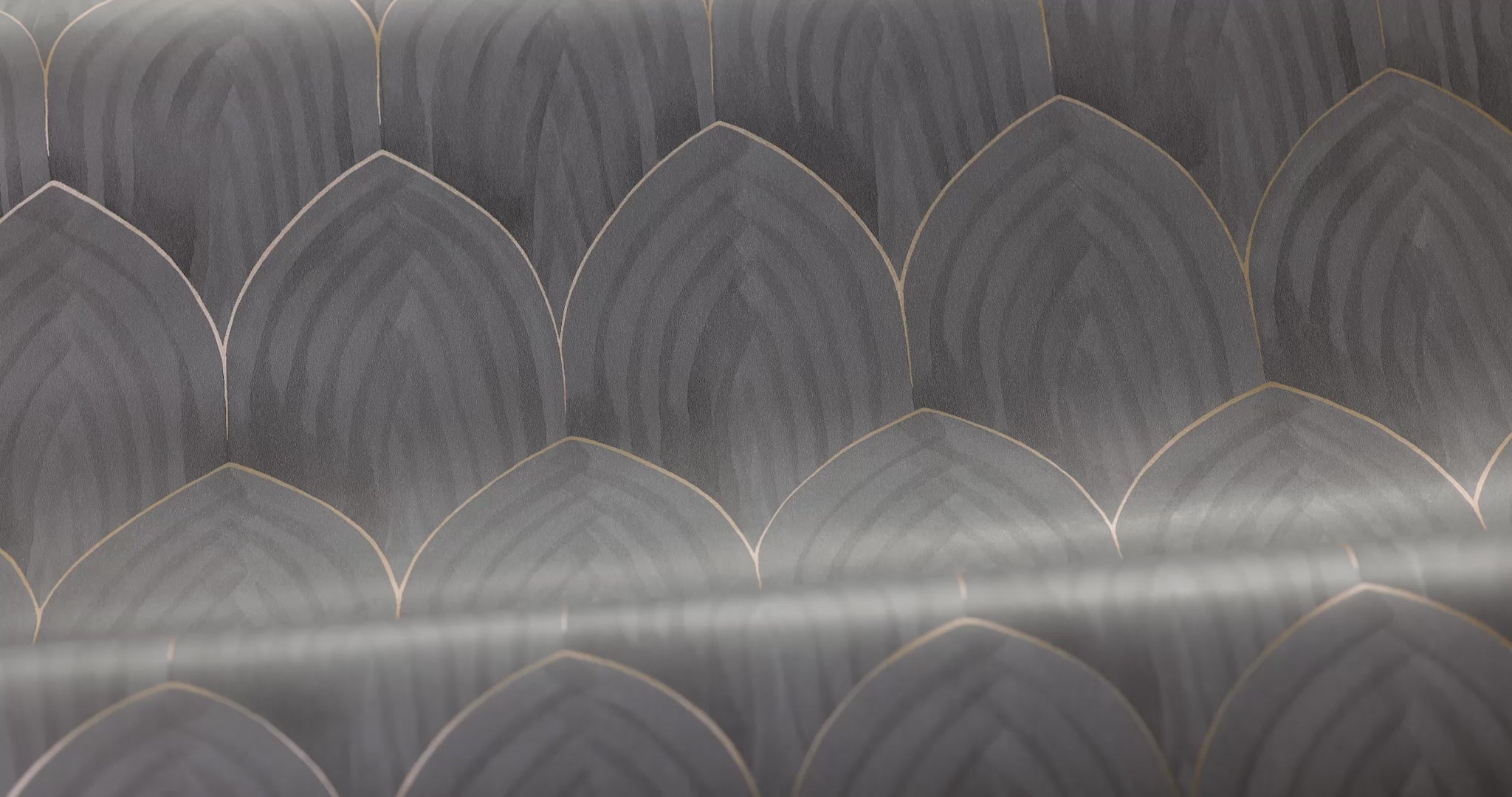 Wallpaper with geometric arch pattern GOLDEN ARCHES gray