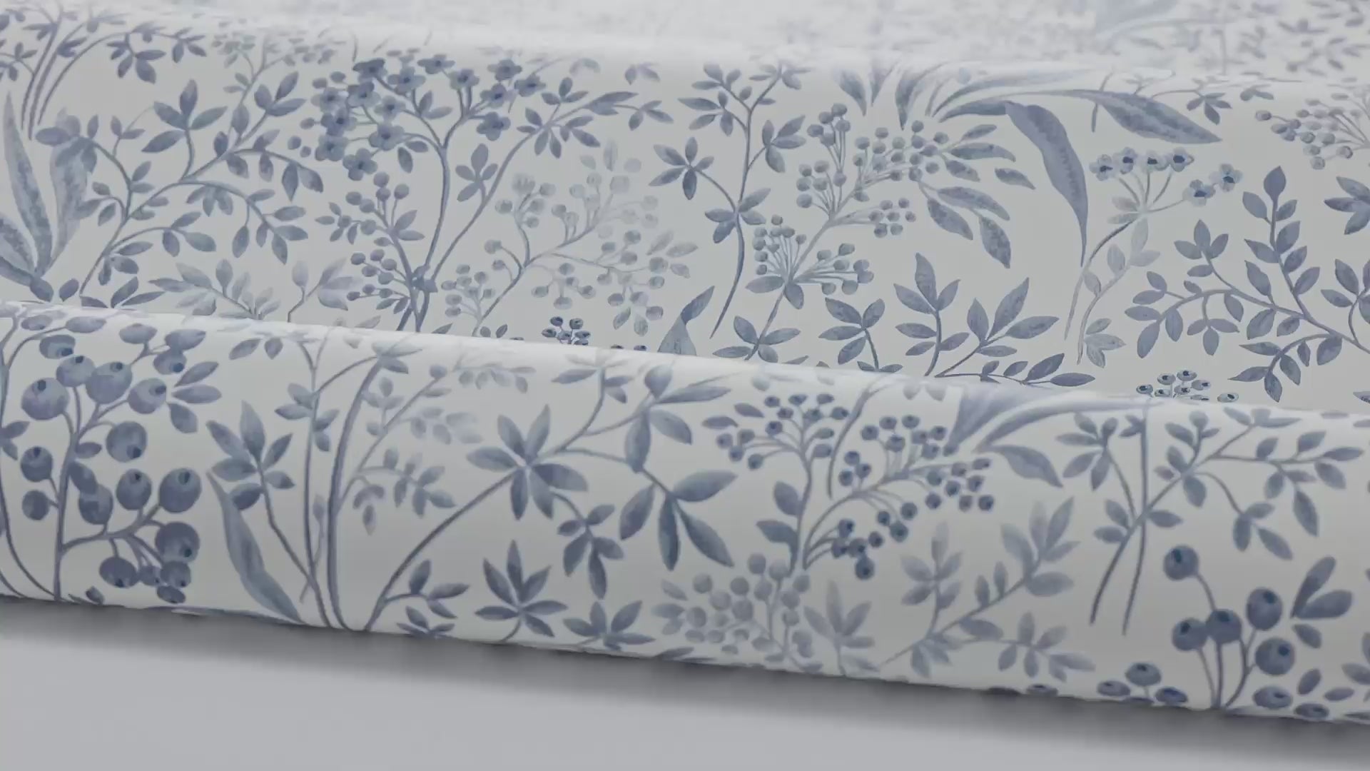 Non-woven paper wallpaper with a plant pattern NOCTURNE blue with light beige