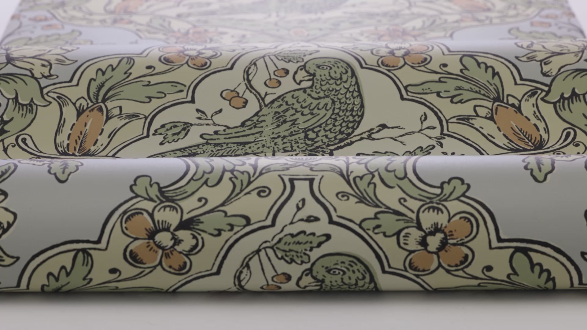 Non-woven paper wallpaper with a botanical pattern SKENNINGE blue with green