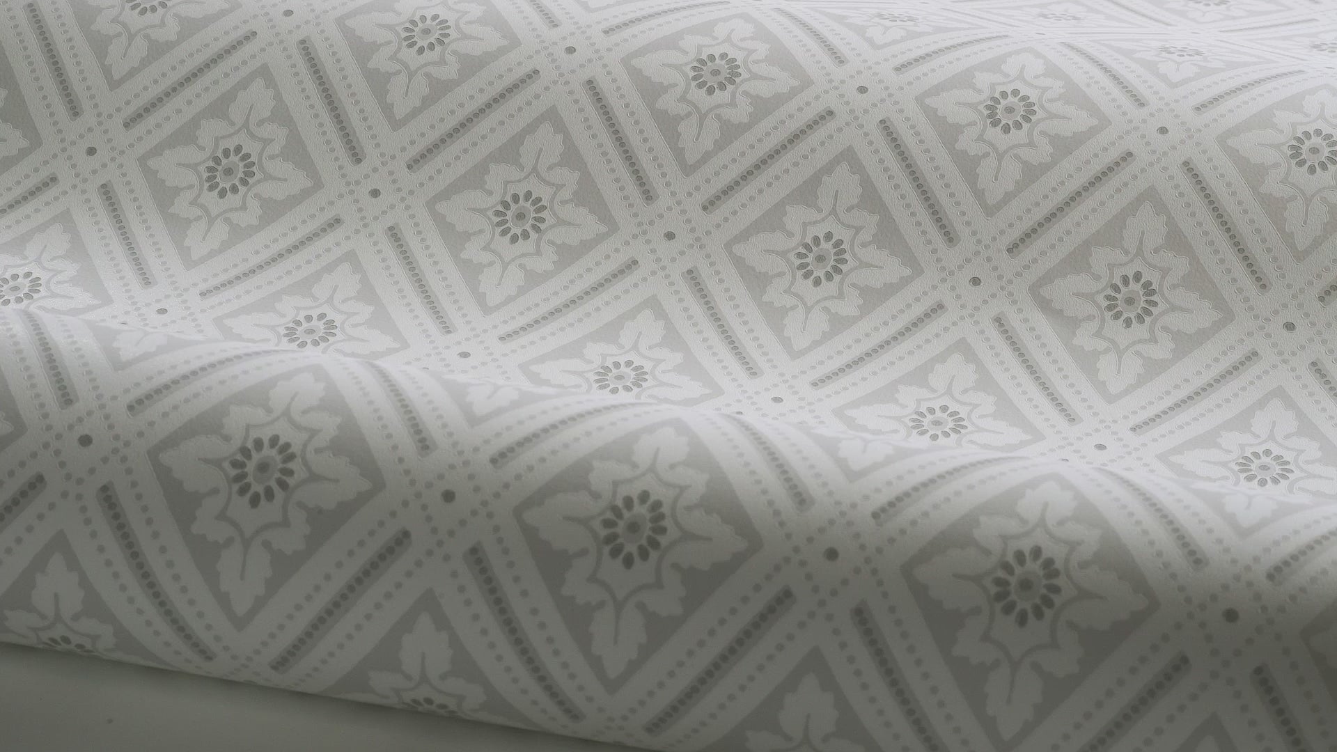 Paper non-woven wallpaper with geometric pattern ESTER gray with white