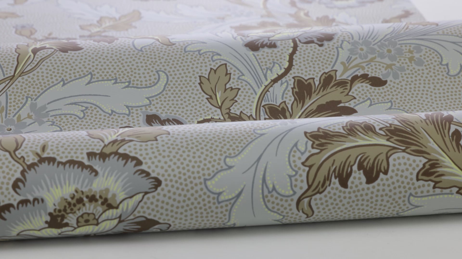 Non-woven paper wallpaper with a botanical pattern GÖTEBORG in blue and beige