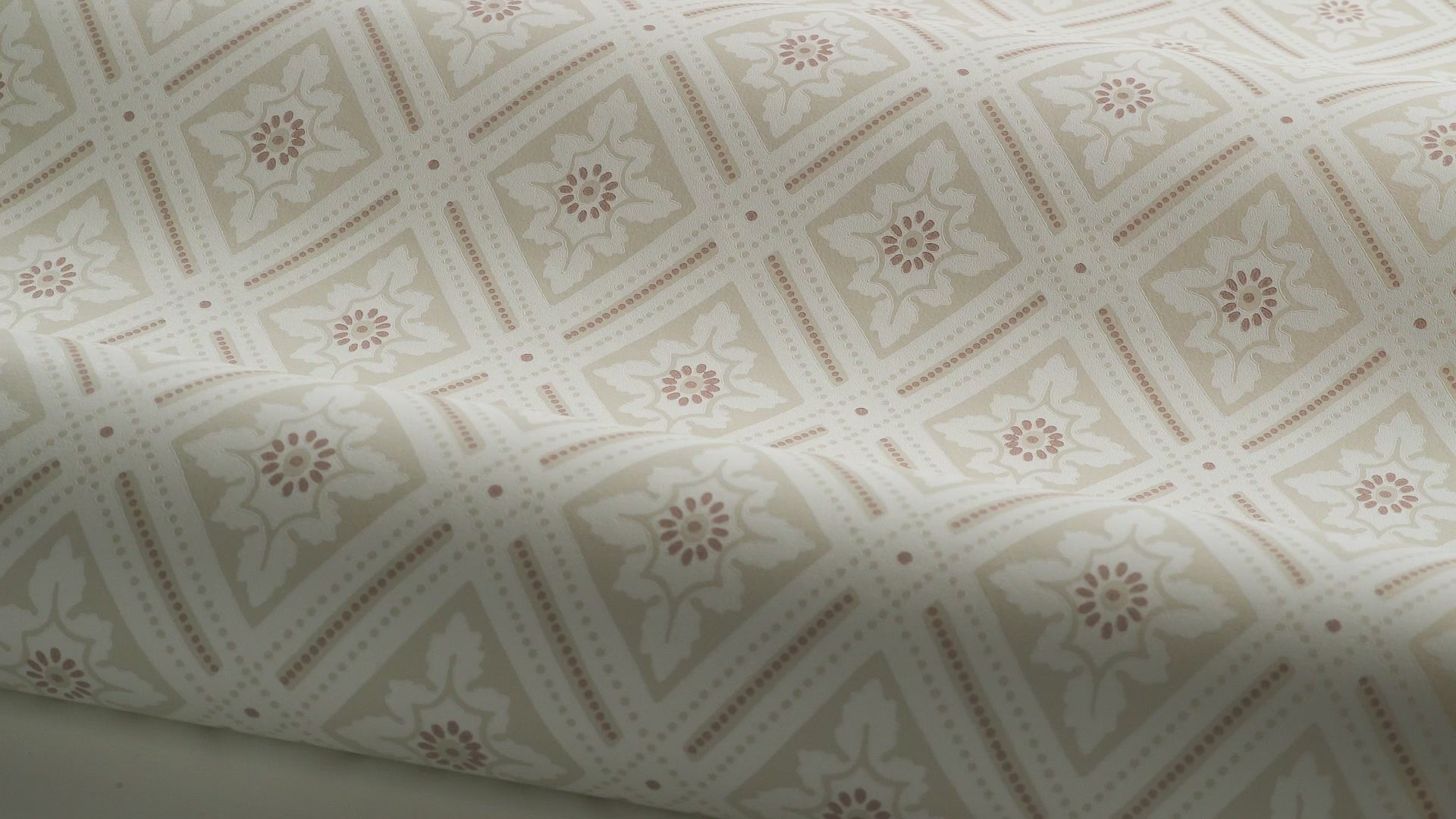 Non-woven paper wallpaper with geometric pattern ESTER beige with gold