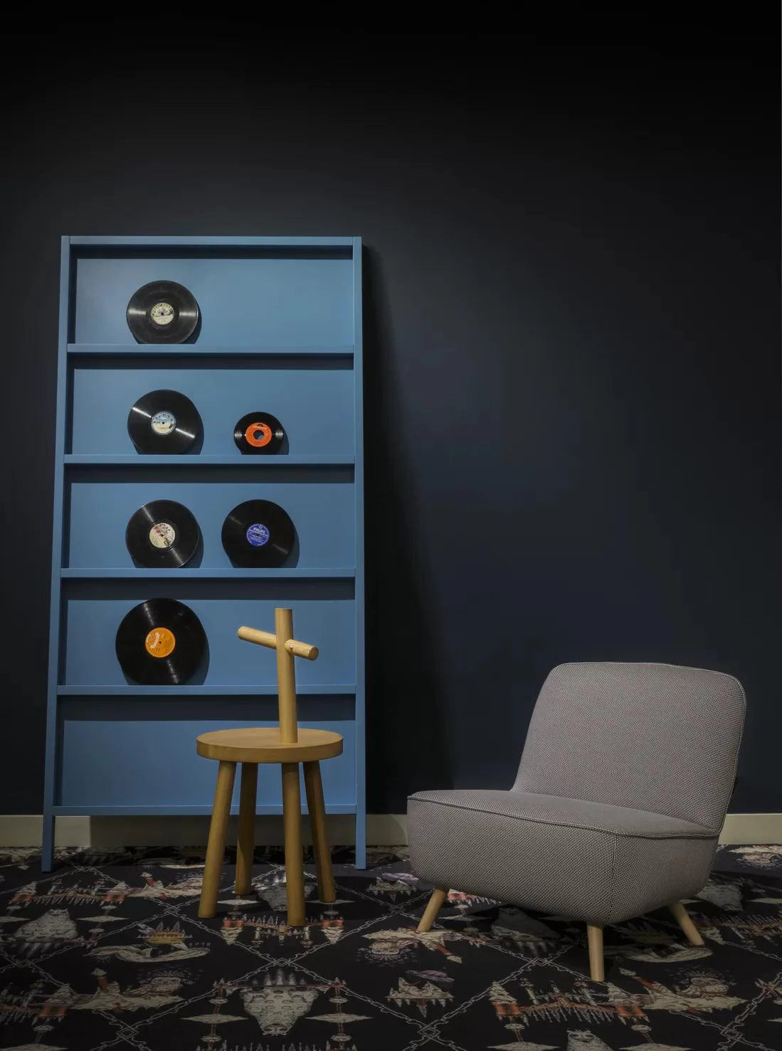 Bookcase OBLIQUE solid oak black Moooi Eye on Design