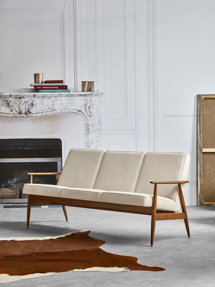 Sofa 3-osobowa dzielona FOX beżowy w tkaninie Cord Creme 366 concept    Eye on Design