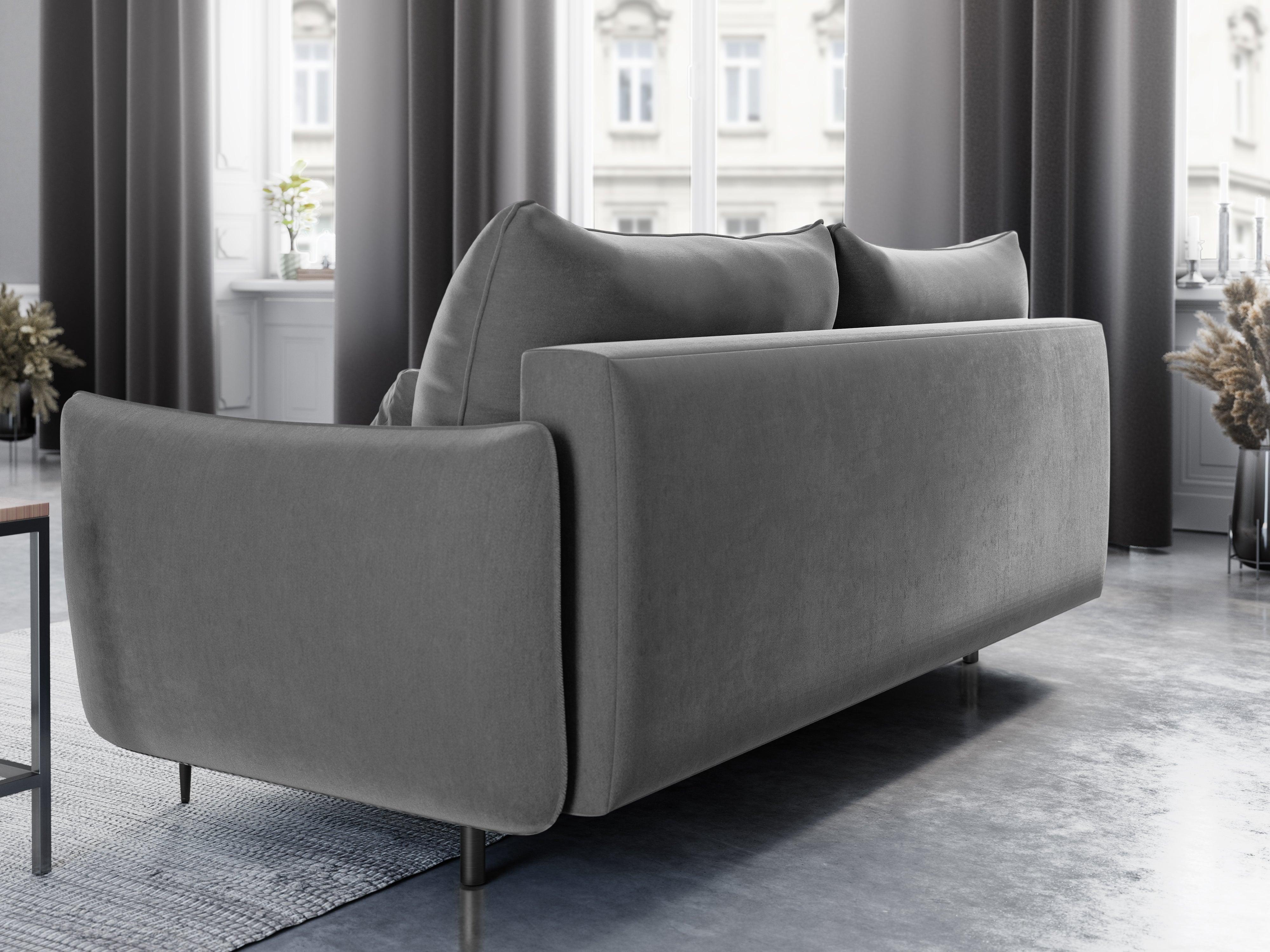 Sofa aksamitna z funkcją spania VERMONT szary Cosmopolitan Design    Eye on Design