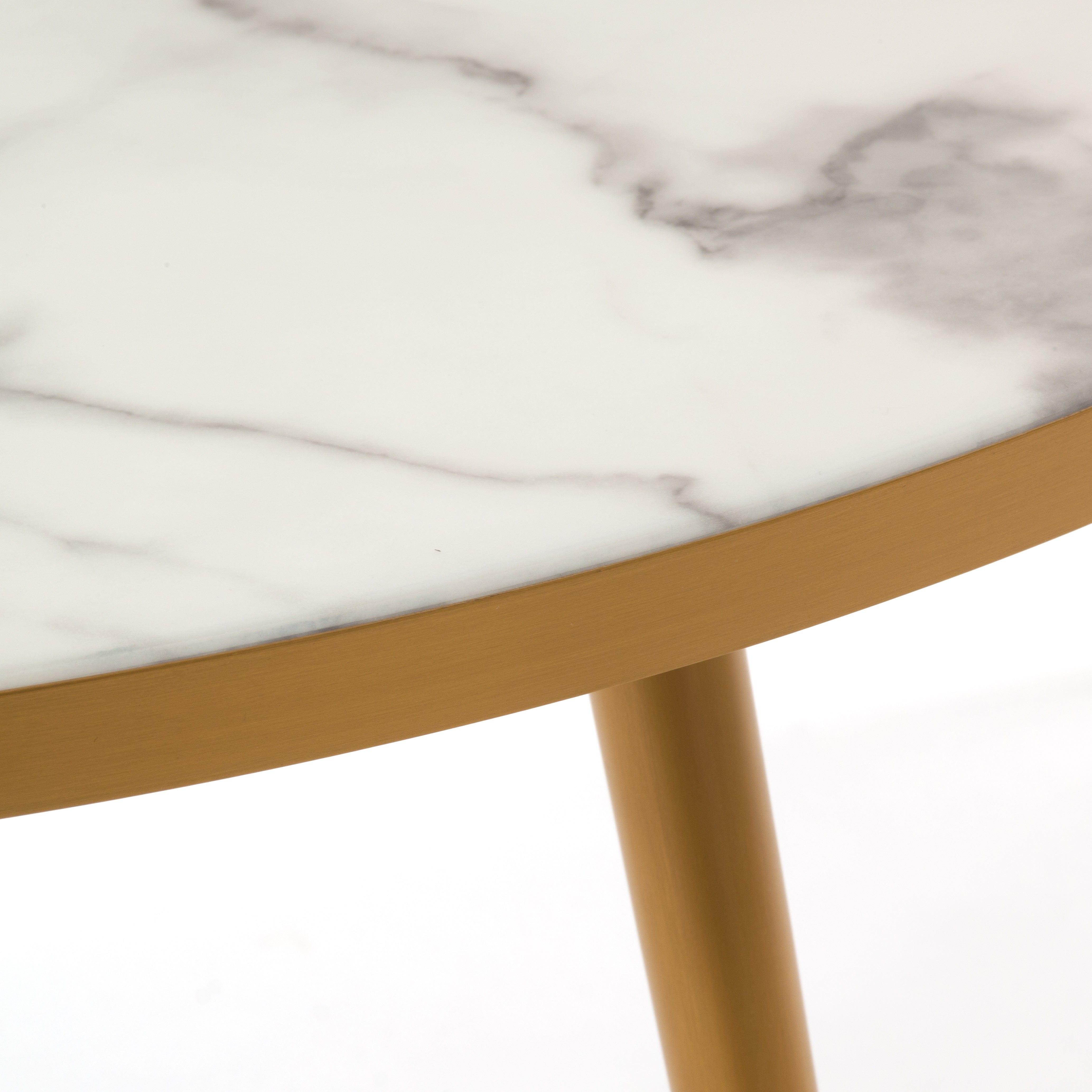 Stolik kawowy MARBLE LOOK biały ze złotą podstawą Pols Potten    Eye on Design