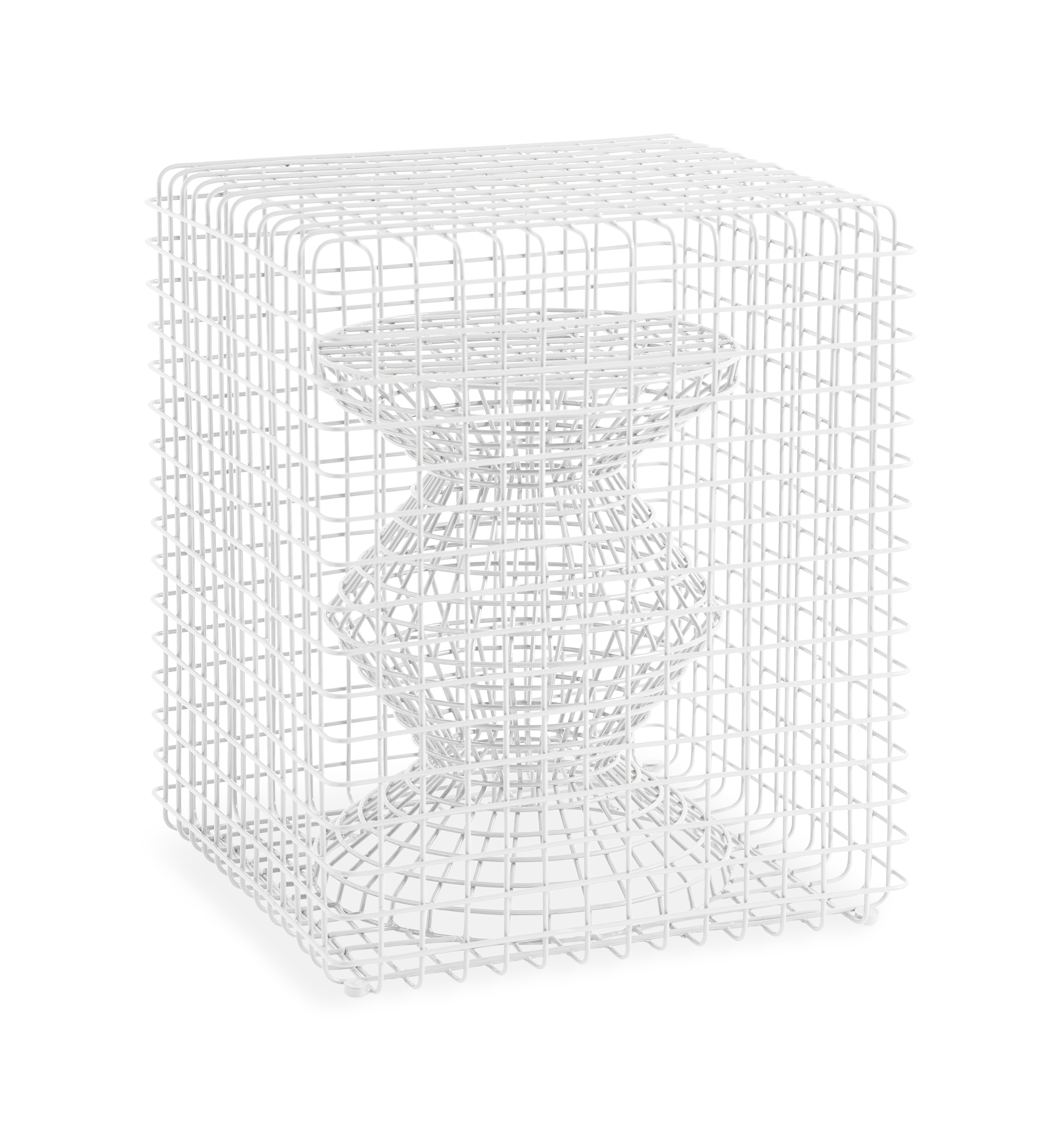 Stołek dekoracyjny ZIG ZAG WIRE biały