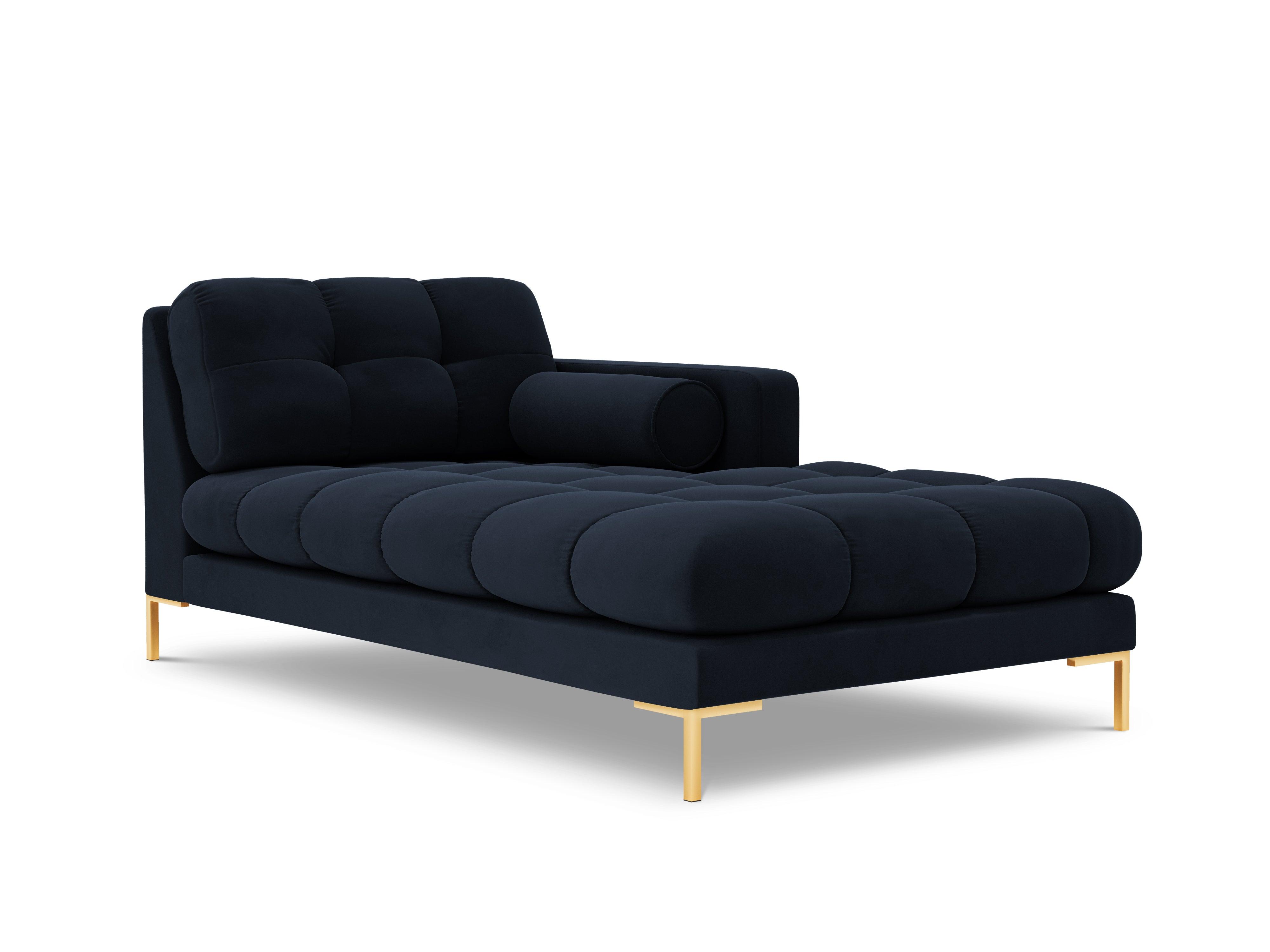 Szezlong aksamitny prawostronny BALI ciemnoniebieski ze złotą podstawą Cosmopolitan Design    Eye on Design