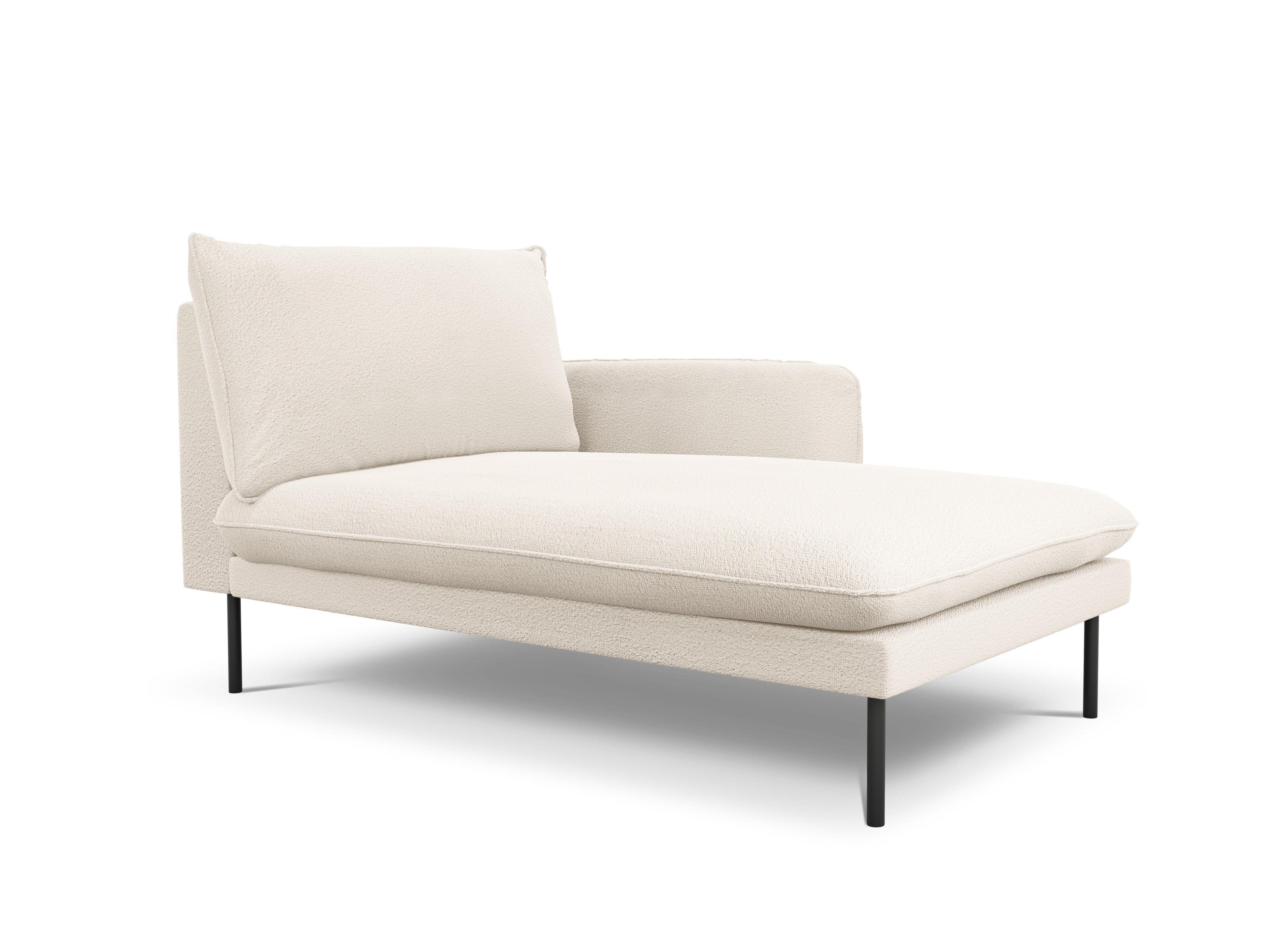 Szezlong w tkaninie boucle prawostronny VIENNA beżowy z czarną podstawą Cosmopolitan Design    Eye on Design