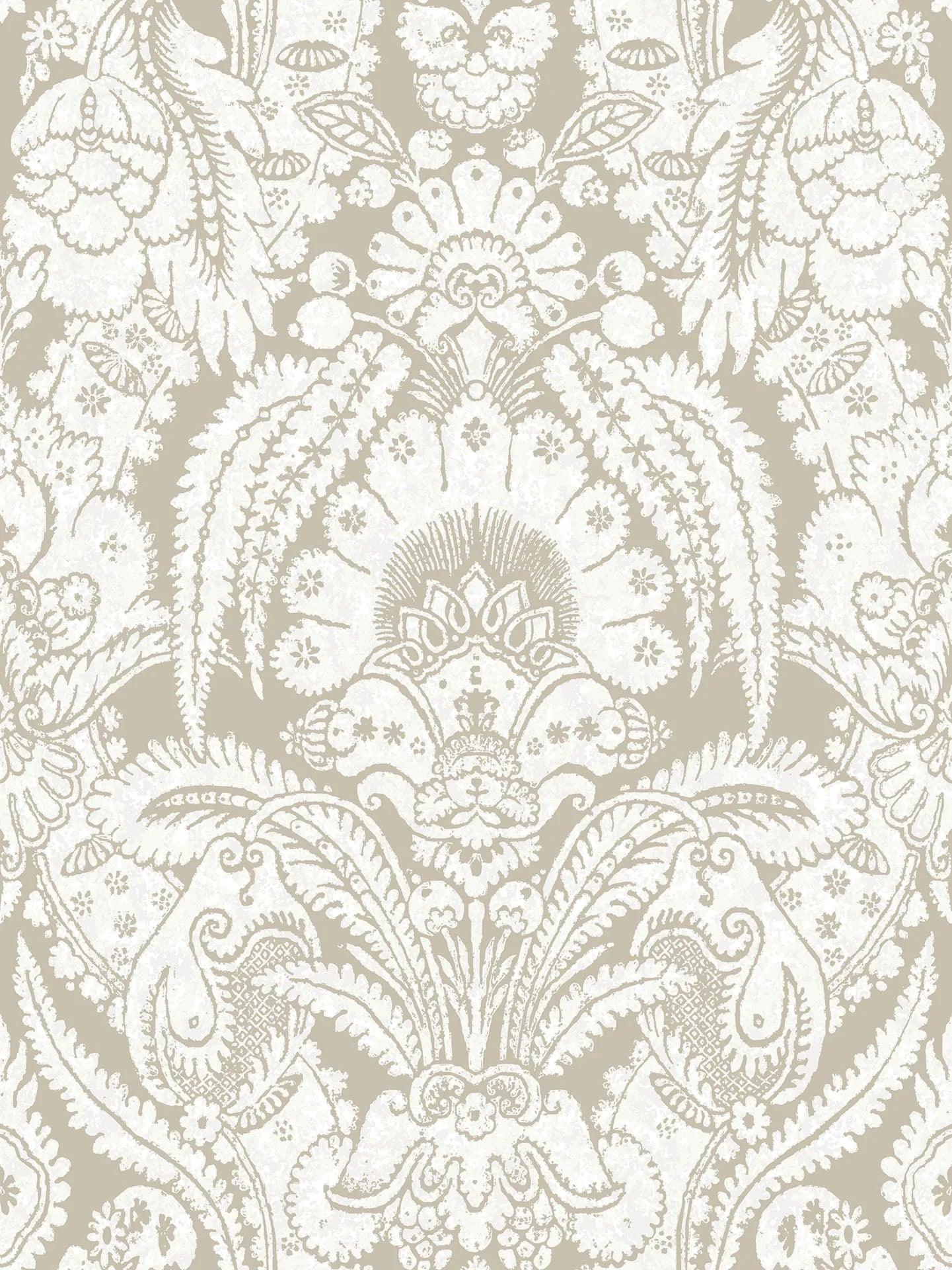 Tapeta ALBEMARLE - Chatterton biały na ciemnym beżu Cole & Son    Eye on Design